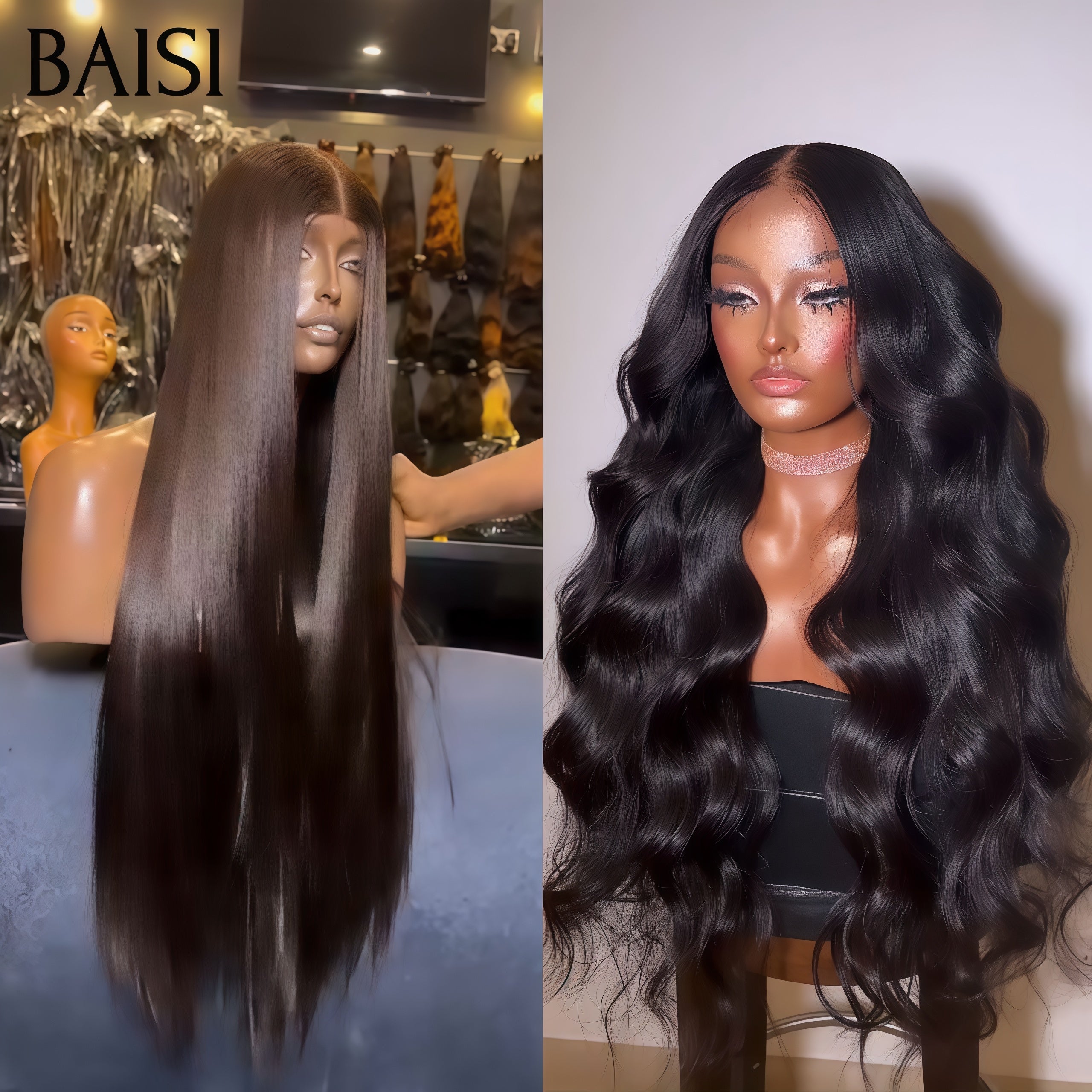 BAISI Spécial pour Revendre 2 Perruques 26 pouce 249€ 13X4 lace Lisse et Body wave en 100% vrais cheveux humains