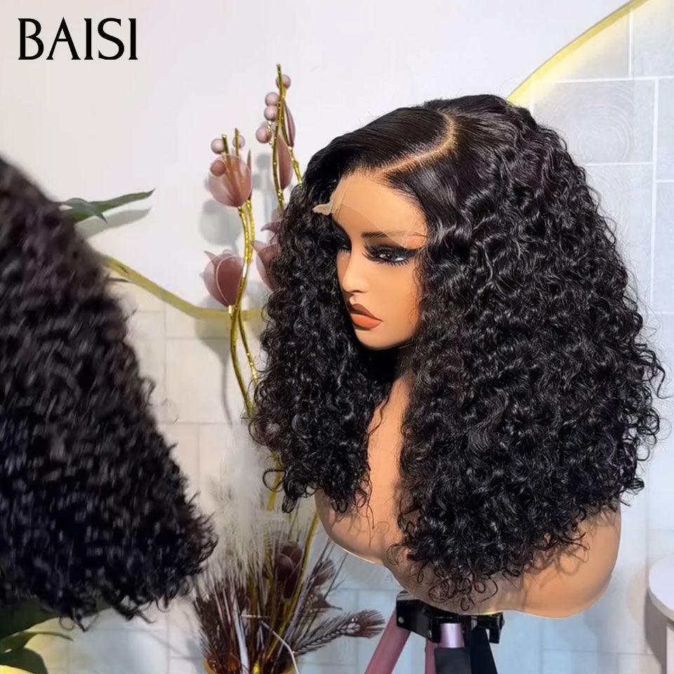 BAISI 4X4 lace water wave 14 Pouces et 13X4 Perruque 16 Pouces en Couleur blanche au queue grise somble grosse boucles sans colle En 100% Vrais Cheveux Humais  Code : BS120