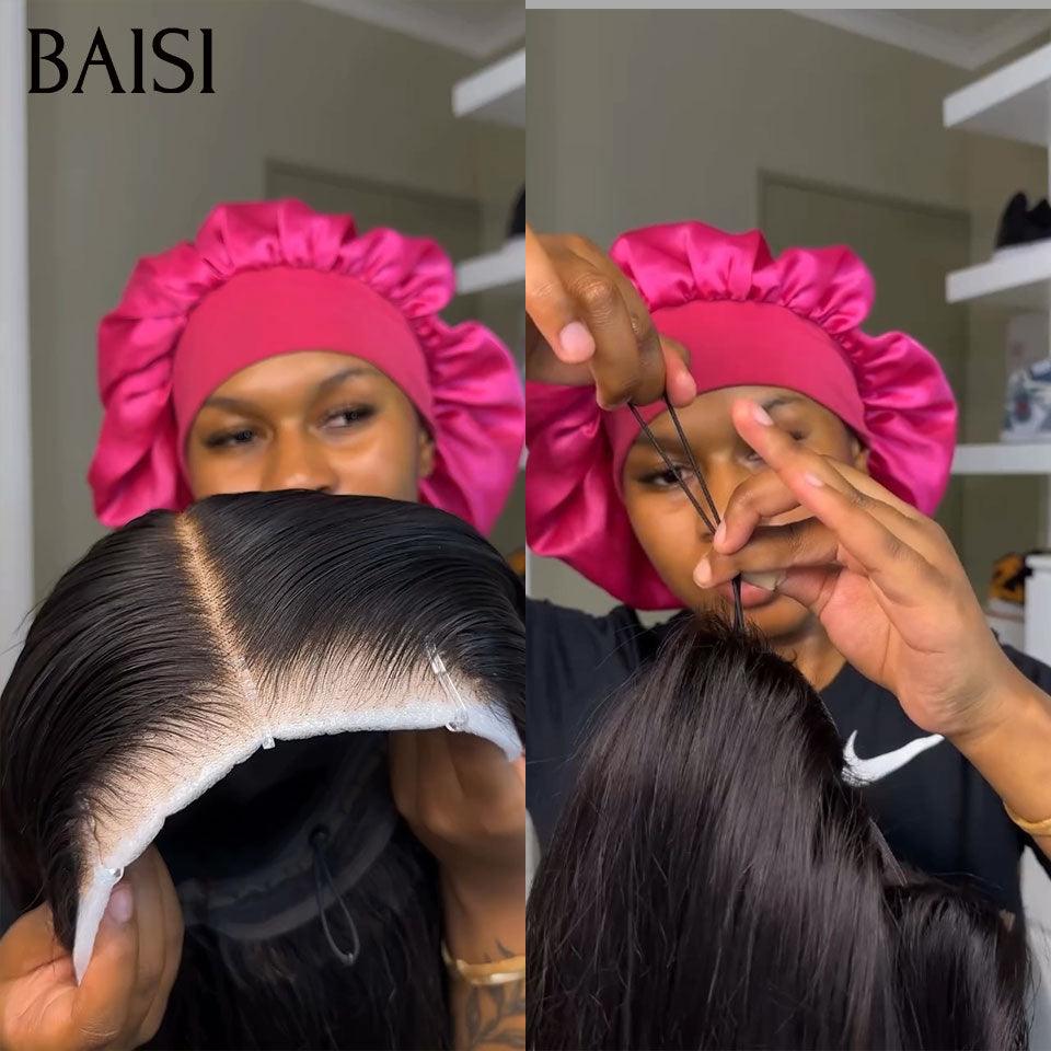 BAISI 13X4 Straight Wig Pre-plucked invisible lace frontal pre-plucked impeccable result 100% real human hair 4C