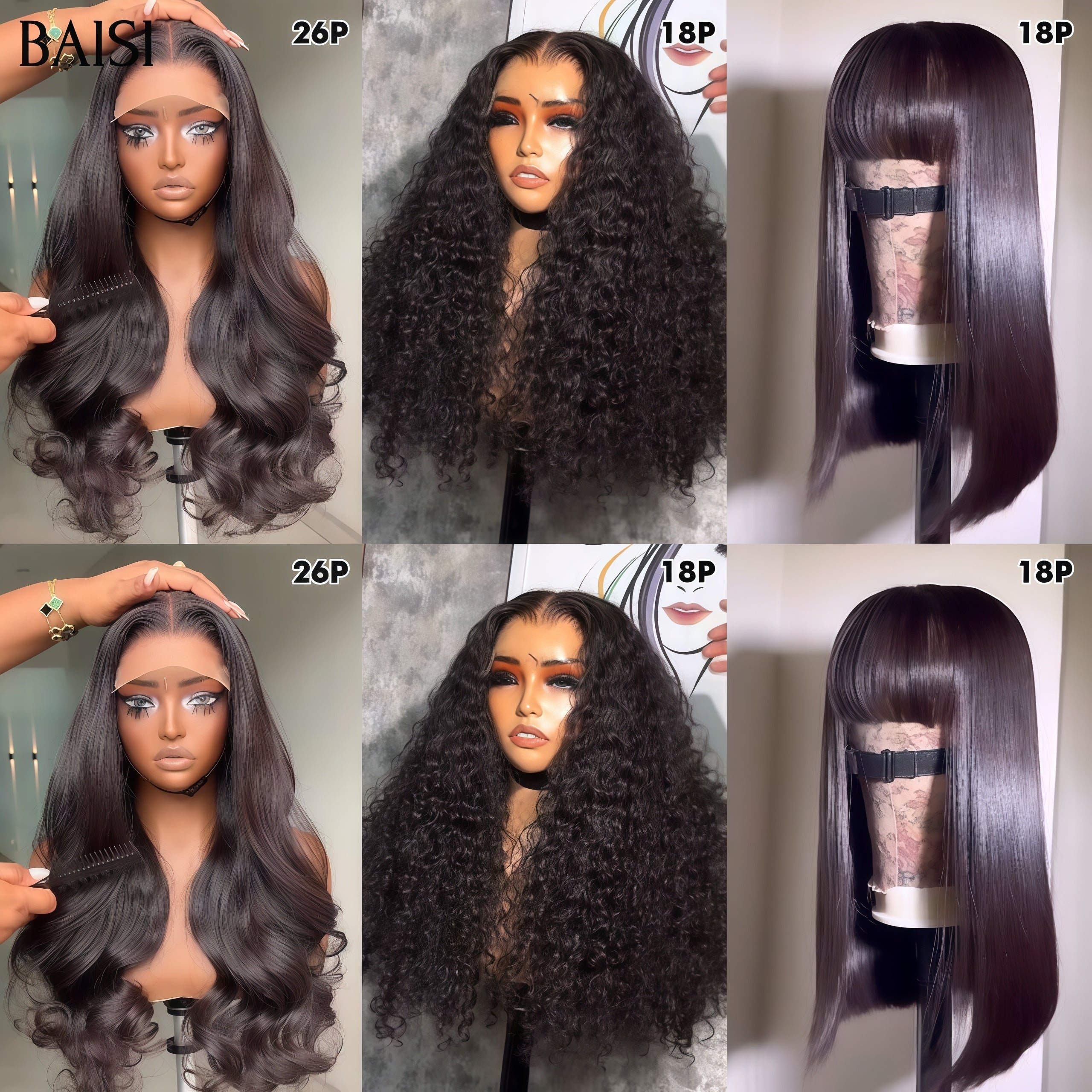 BAISI PROMOTION 3 Perruques Prix en Gros 250€ 100% vrais cheveux humains