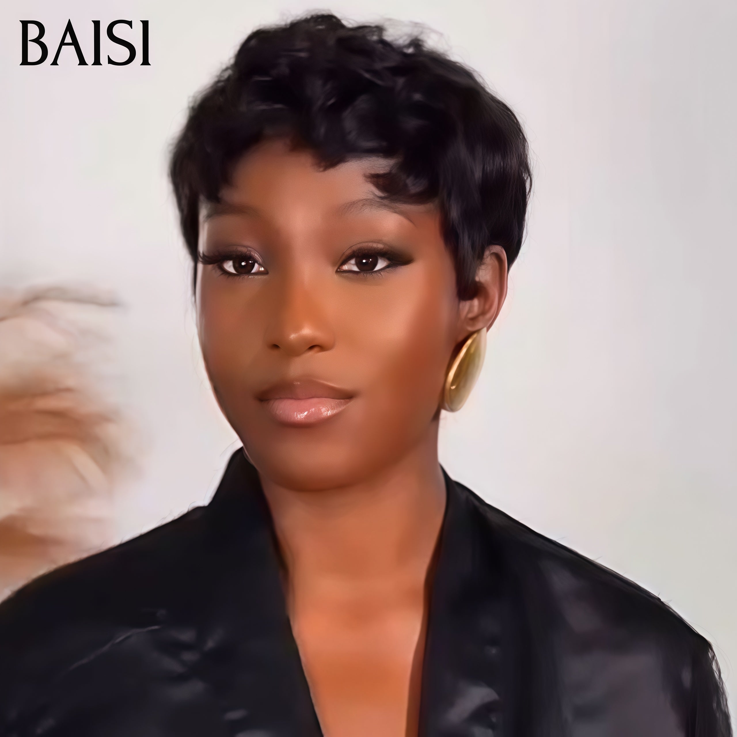 BAISI Perruque pixie Lisse sans Colle Fabriqué à la Machine en couleur NOIR 38€ en 100% Cheveux humains