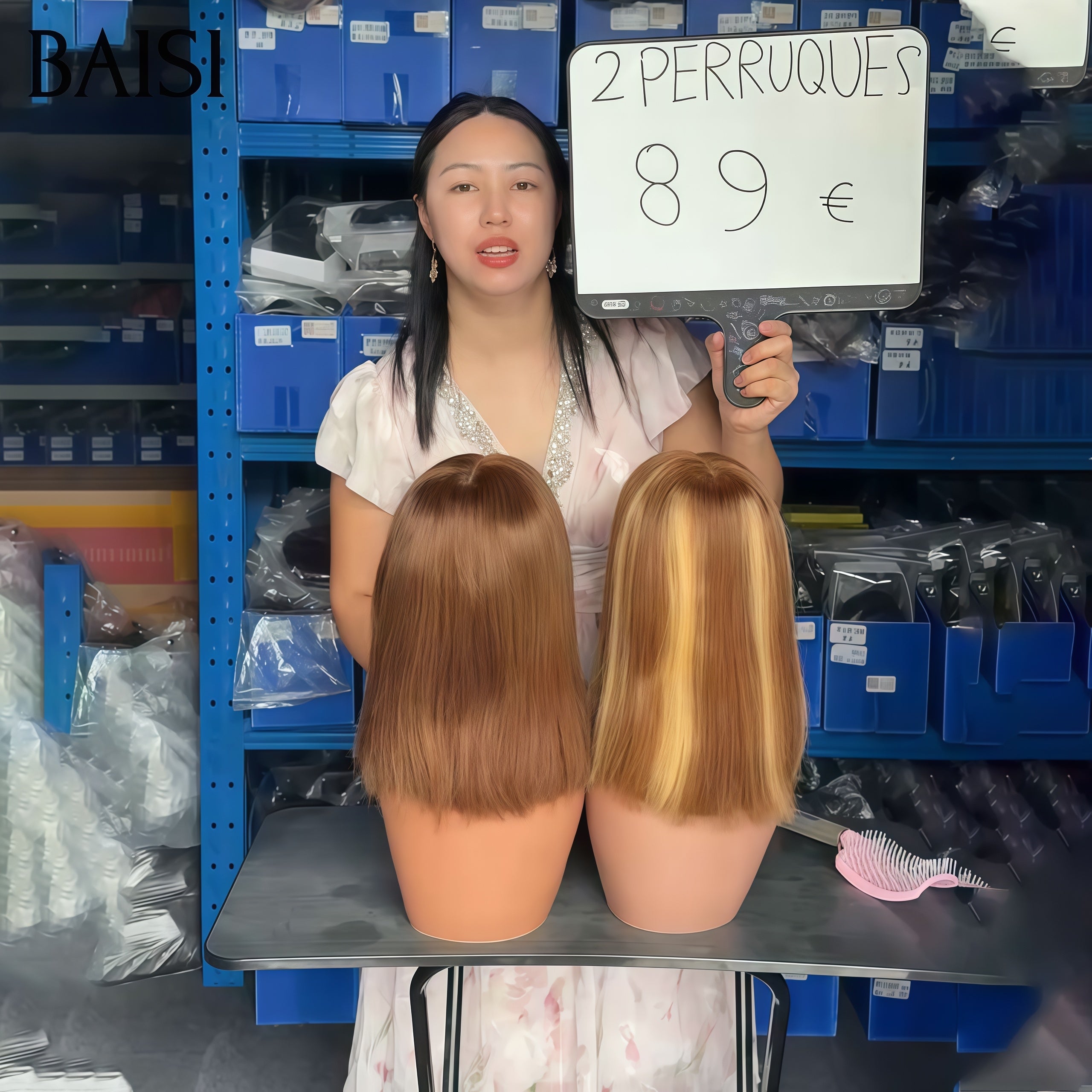 BAISI Promotion Black Friday 2 perruques 89€ 10 Pouces 13x4 lace frontal bob lisse en 2 couleurs Mixte Miel et Marron en 100% Cheveux Humains