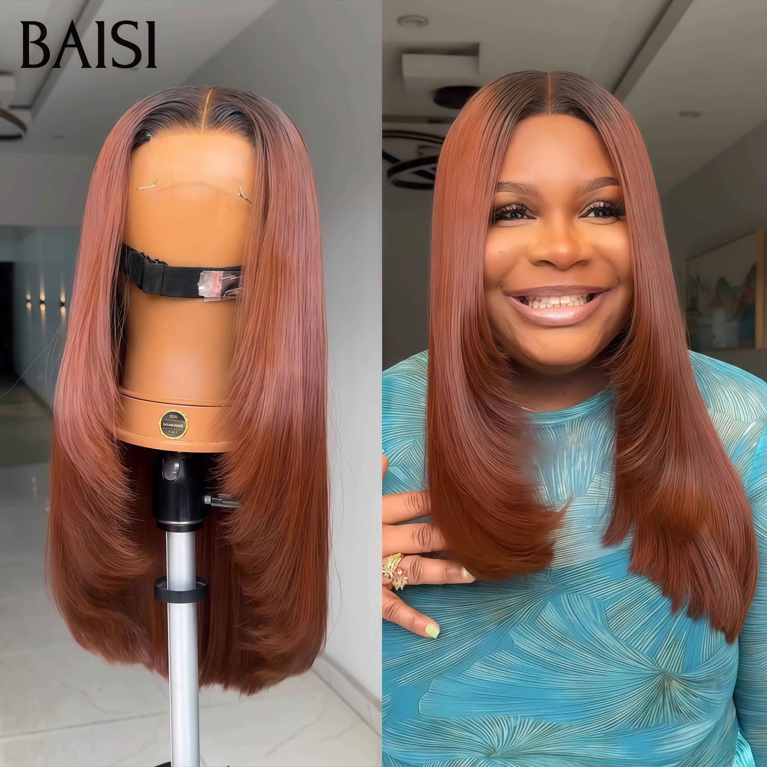 BAISI pour revendre 13x4 lace frontal perruque lisse 18 pouces 99€ en couleur marron 1BT4# en 100% vrais cheveux humains