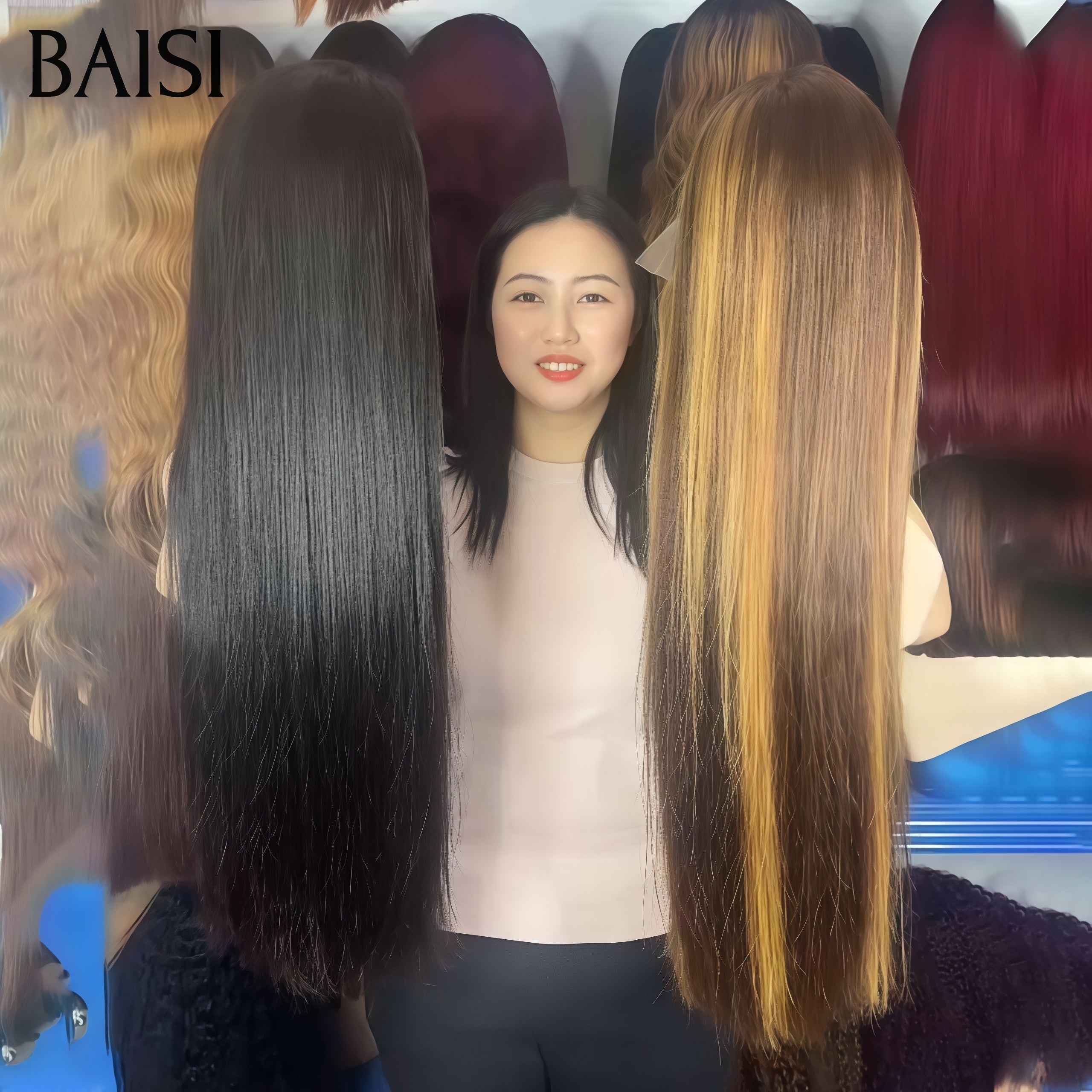 BAISI PROMO Le plus BAS PRIX 2 perruques 300€ 30 Pouces 13x4 lace frontal Lisse Marron Mixte Miel et noir en 100% Cheveux Humains