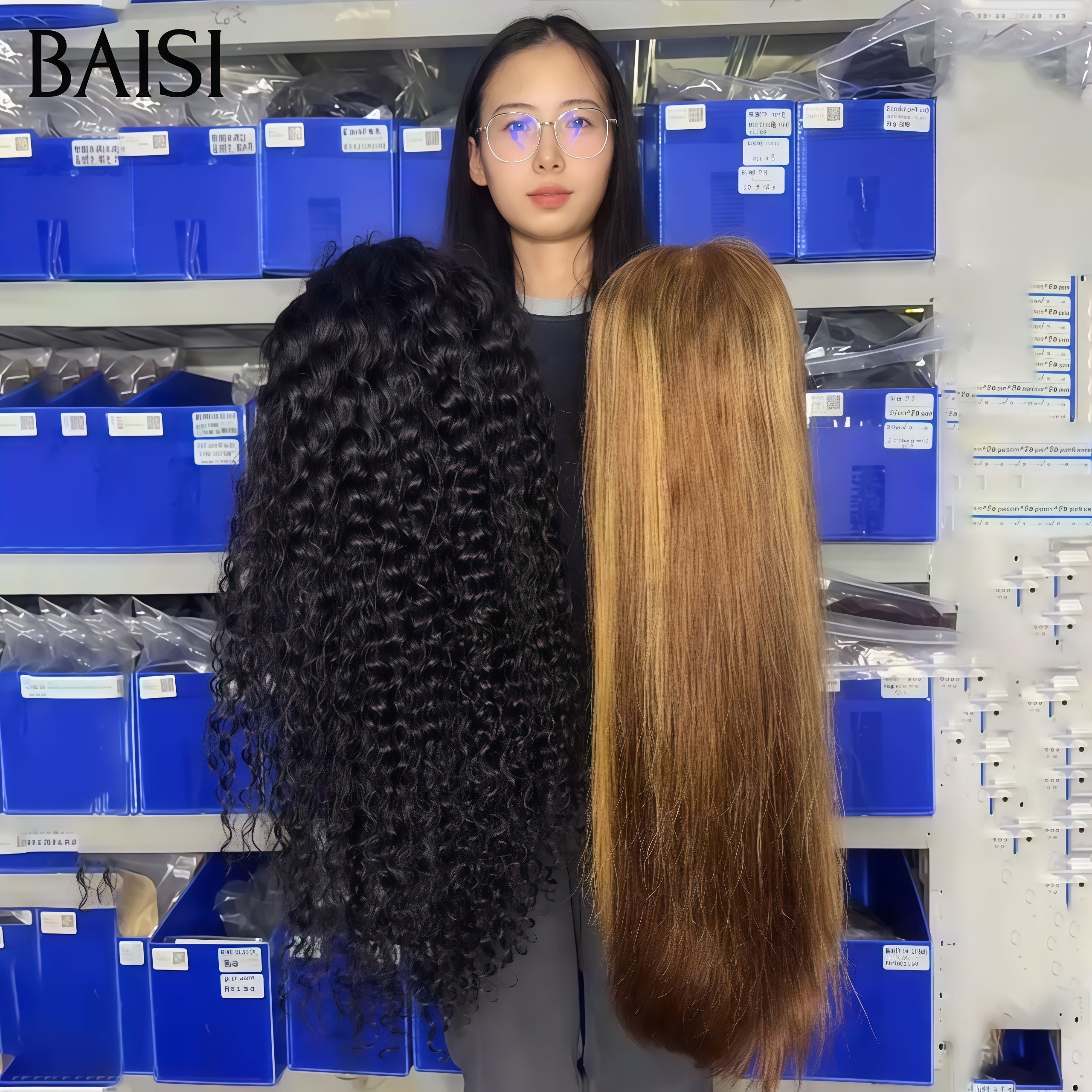 BAISI Lot de 2 perruques Flash Offer PROMOTION 200€ Vente en gros 13X4 lace frontal 24 Pouces 100% vrais cheveux humains VIP100
