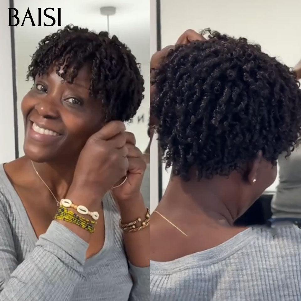 BAISI Pixie sans colle 68€ et Pixie Frontale 13x4 lace transparente 8 Pouce lisse couleurs 1B/T4# 79€ cheveux humains