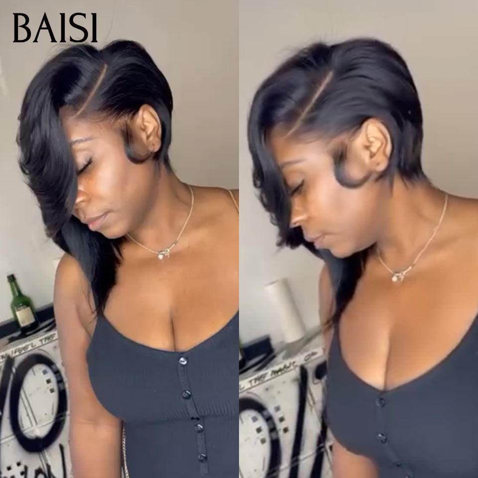 BAISI Perruque personnalisée coiffure ABDC et coupe et couleurs comme sur la photo 100% cheveux humains BS65