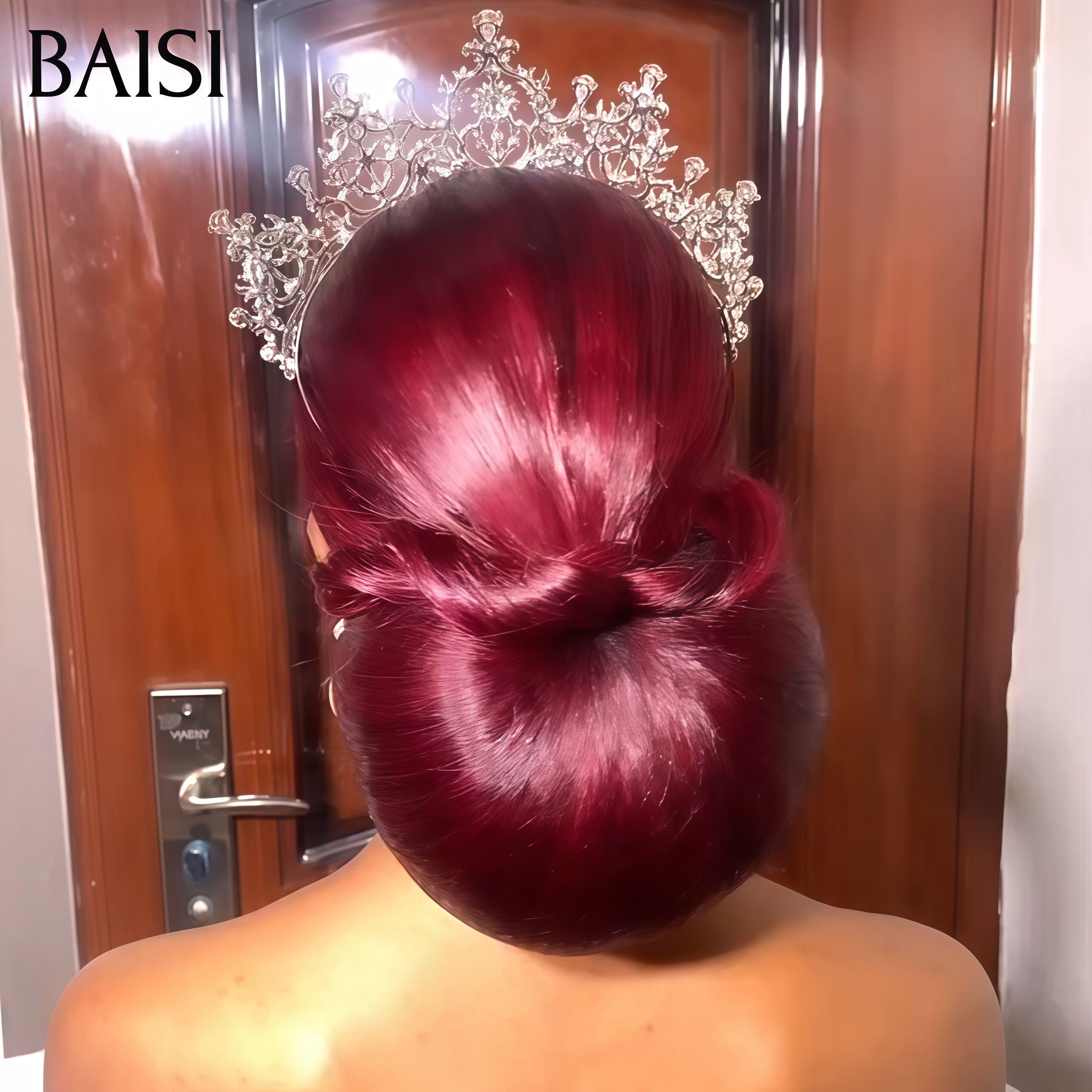 BAISI Coiffure de luxe Bonnie Perruques Mariage Prête à porter chignon et personalisation comme sur la vidéo 100% identique avec lace frontale pour mariage ou événement spécial en couleur 99J# BS120
