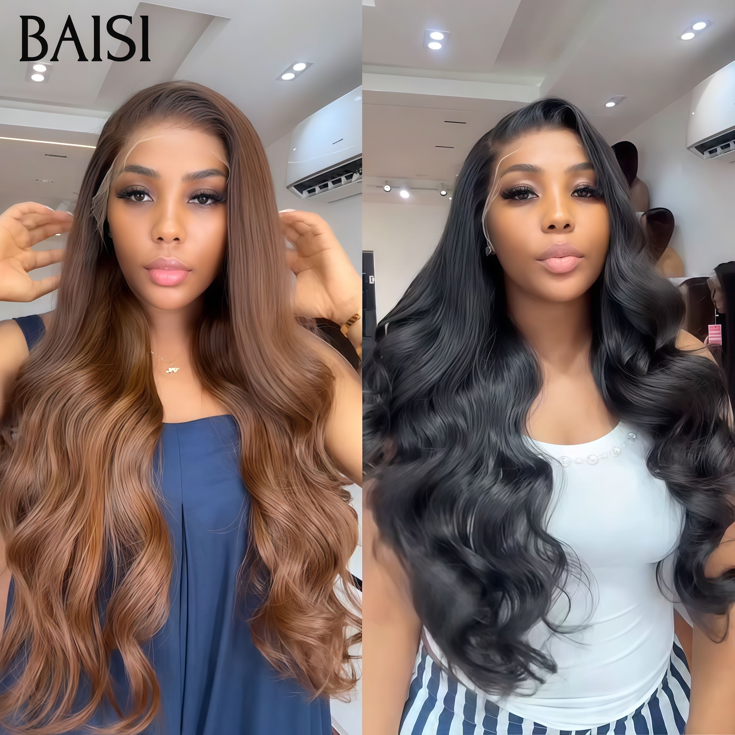 BAISI BLACK FRIDAY 2 Perruques 30 pouce 319€ moitié prix 13x4 lace frontal Body wave en couleur Marron et NOIR en 100% cheveux humains