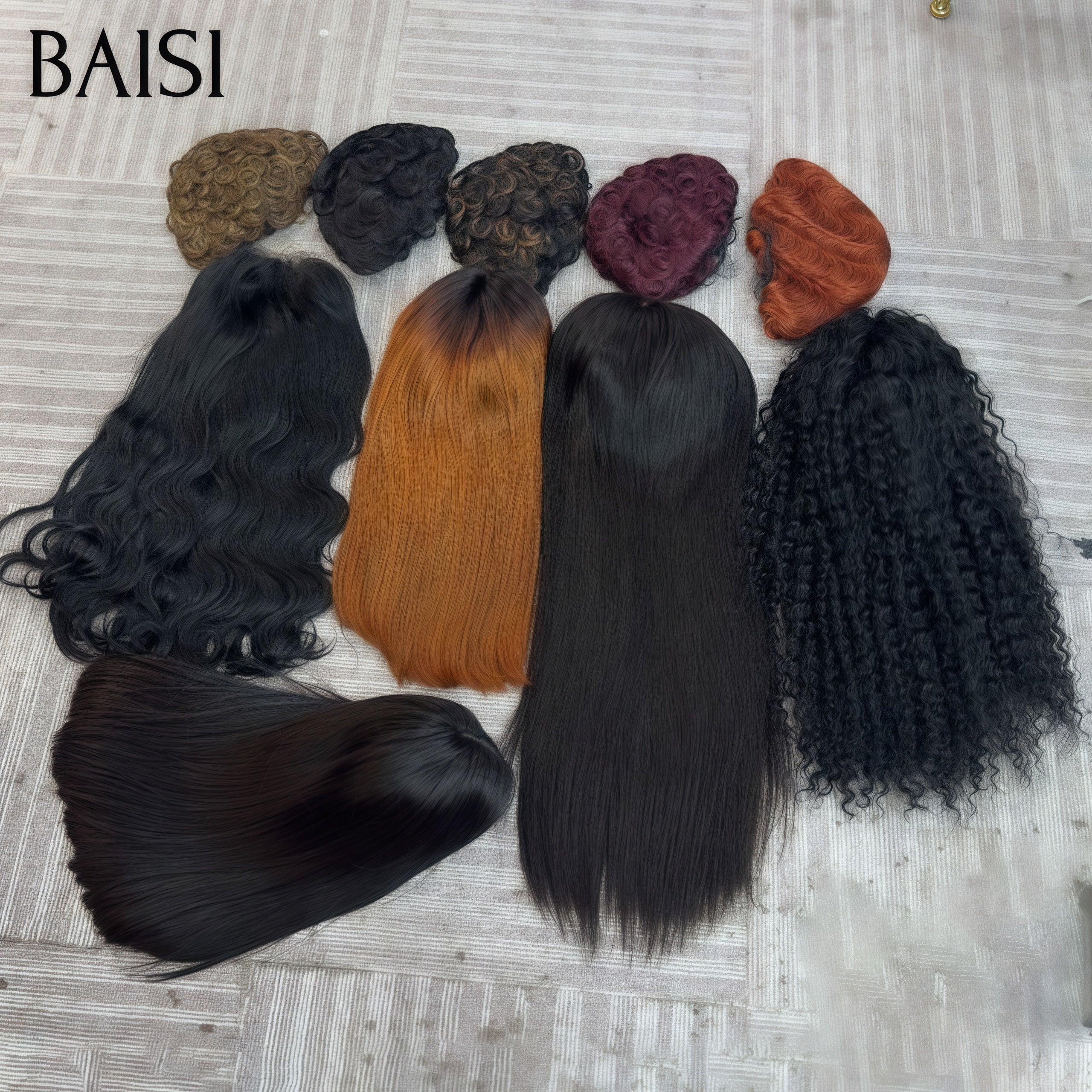 BAISI Lot de 10 perruques Flash Offer PROMOTION 500€ 10 styles de perruques différents pixie ou Lisse ou curly wave ou Body wave en 100% vrais cheveux humains FR38
