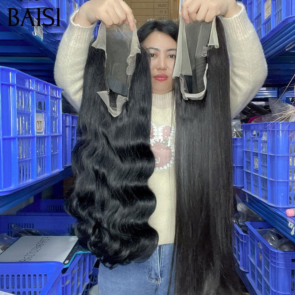 BAISI 13X6 lace frontal Perruque Body Wave 16 Pouces 119€ ou Lisse 20 Pouces 175€ en Couleur noir En 100% Vrais Cheveux Humais  Code : BS120