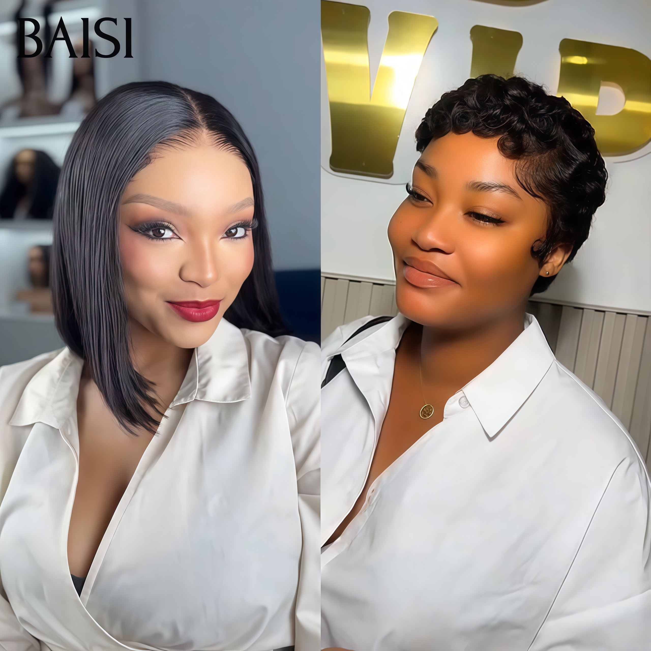 BAISI Set di 2 parrucche lisci 4X4 1B30#27# 10 pollici e pizzo HD 6X6 22 pollici in capelli umani veri al 100% 330 euro (non è necessario alcun codice)