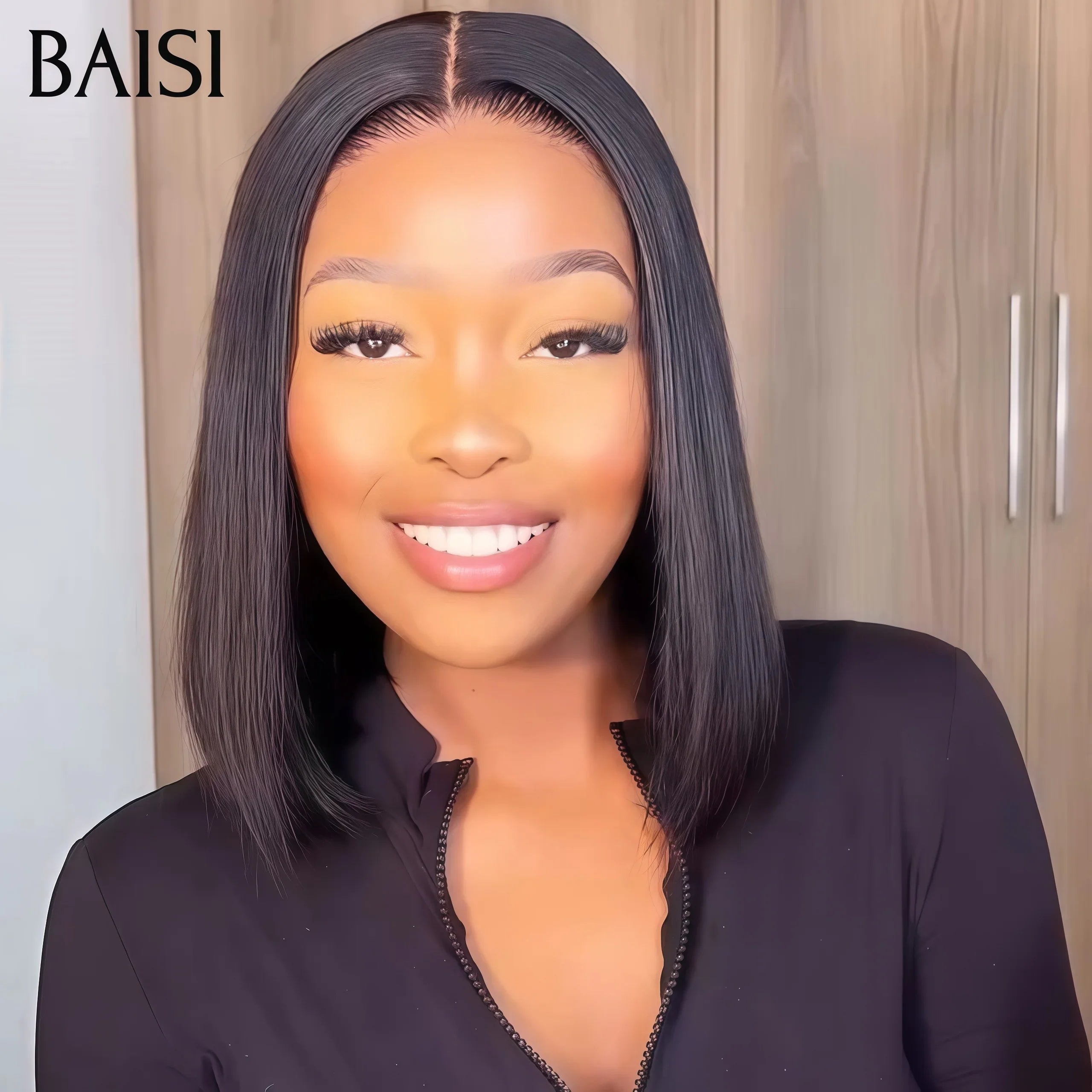 BAISI Achetez 2 perruques minimum au prix d'usine fournisseur 4X4 lace Lisse Bob 10 Pouces 65€ ou T PART LACE PERRUQUE BOUCLÉE CURLY EN 100% CHEVEUX HUMAINS EN NOIR (Pas Besoin De Code)