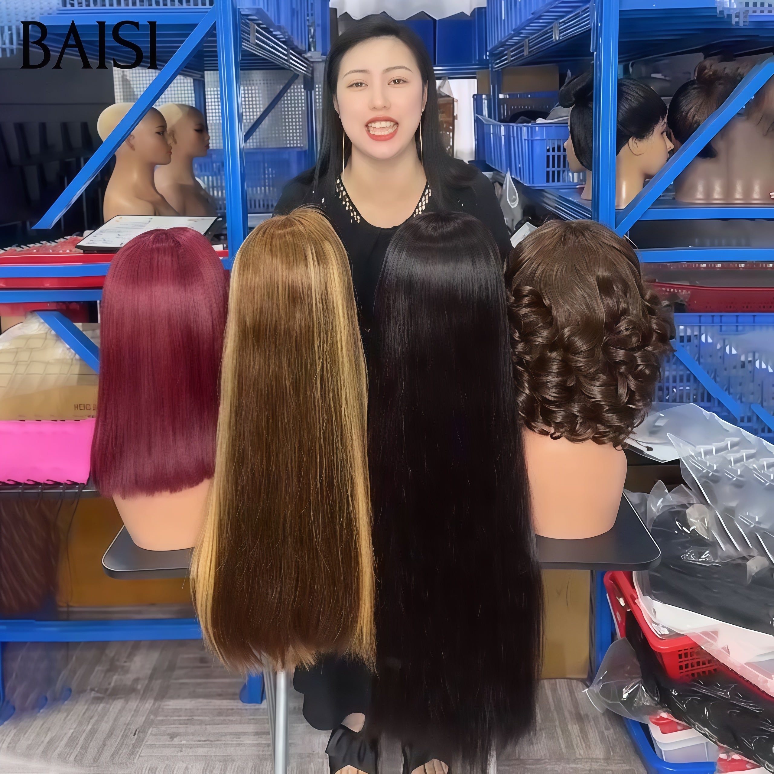 BAISI Lot de 4 perruques Flash Offer PROMOTION 298€ Vente en gros 100% vrais cheveux humains BS65