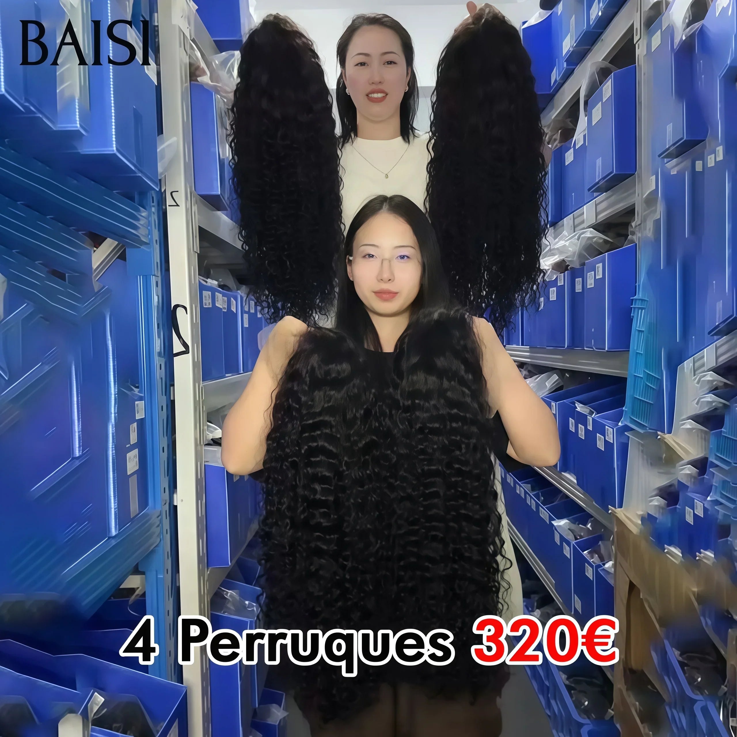 BAISI Moitié Prix 13X4 lace frontal curly wave 20 Pouces 1 perruque 100€ Lot de 4 perruques Flash Offer PROMOTION 320€ en 100% vrais cheveux humains
