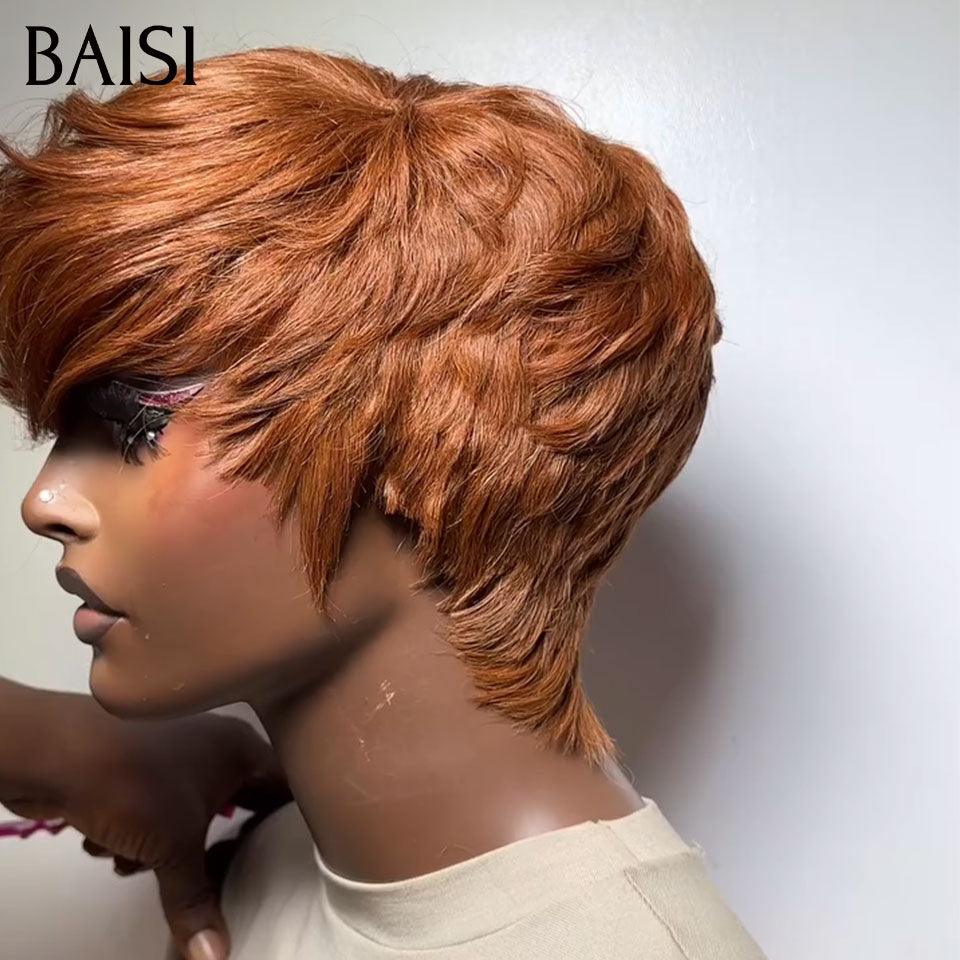 BAISI 3 Perruques coupe 79€ pixie sans colle sans lace en france ou 4 Perruques en France 595€ Réduction avec code promo en 100% vrais cheveux humains, code: VIP400