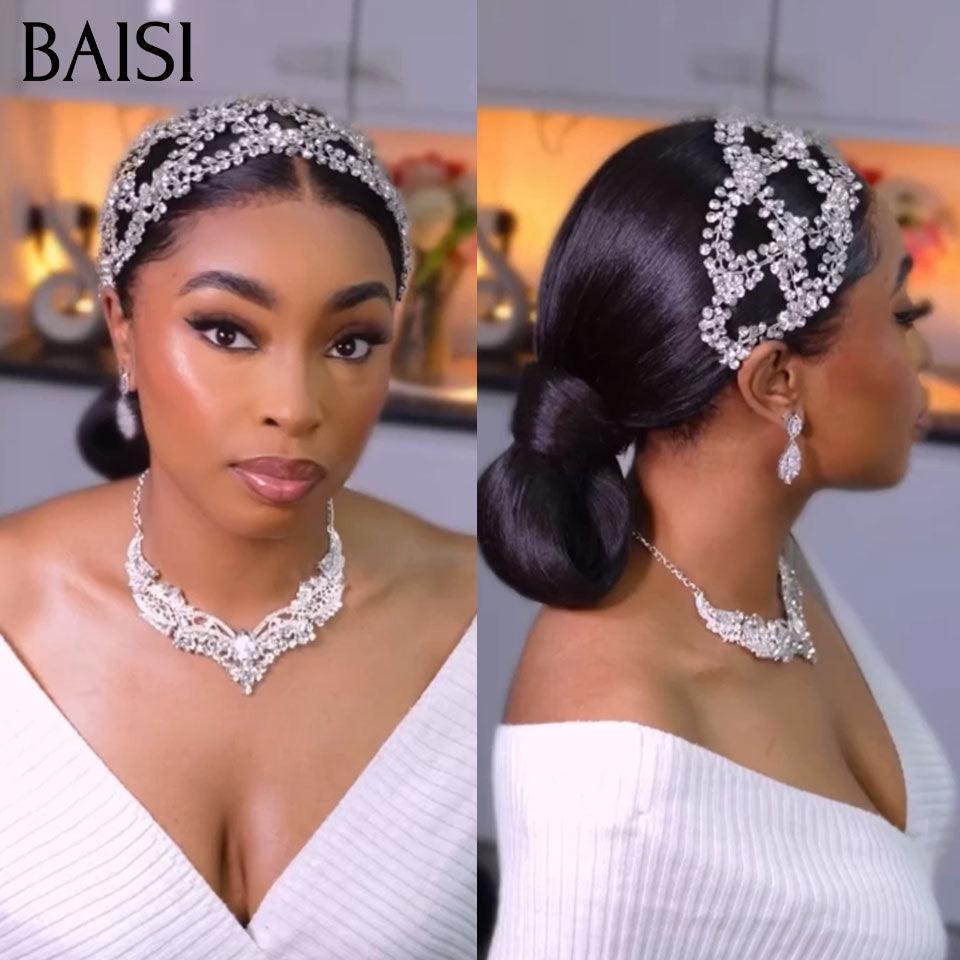 BAISI Coiffure de luxe Destiny Perruques Mariage noir Prête à porter chignon et personalisation comme sur la vidéo 100% identique avec lace frontale événement spécial BS120