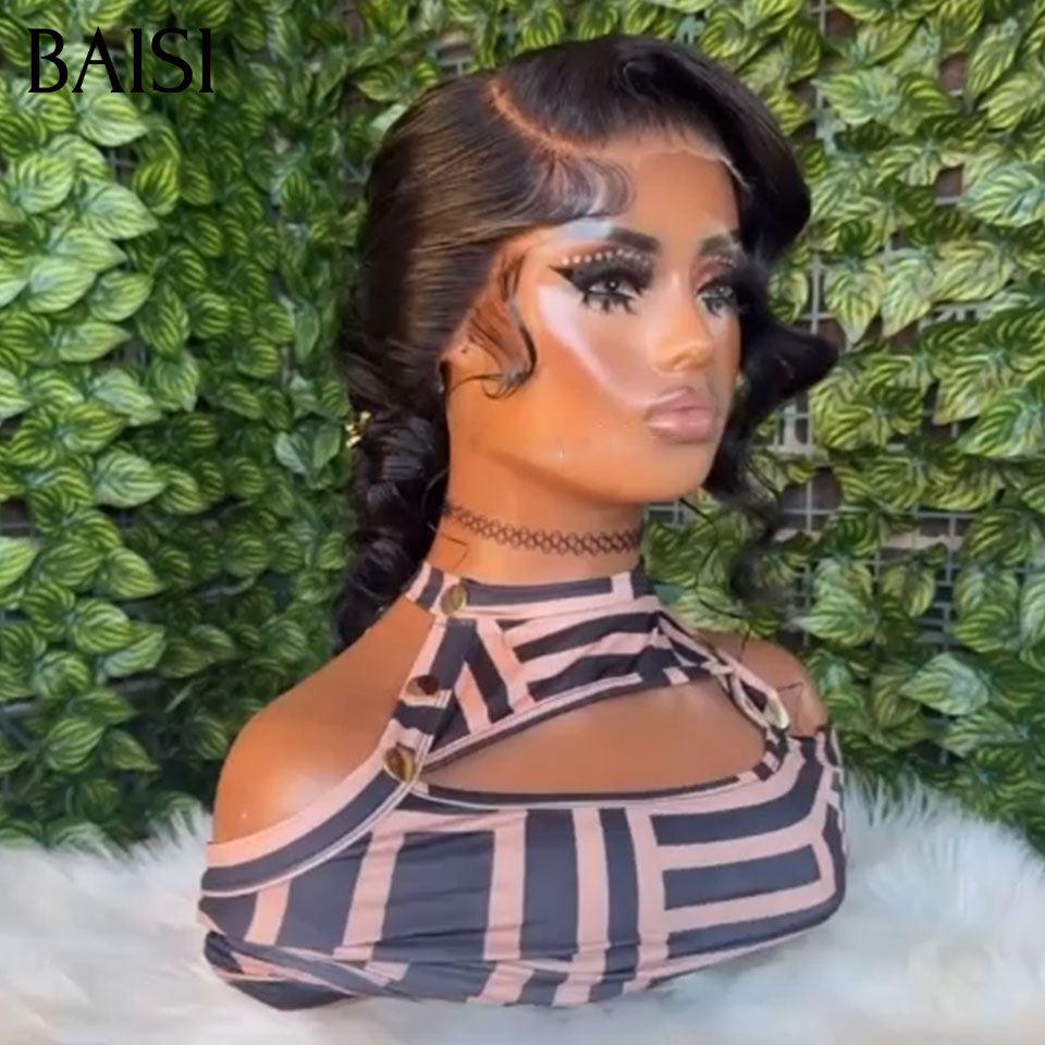 BAISI Coiffure de luxe Hedy Perruques Mariage noir Prête à porter chignon et personalisation comme sur la vidéo 100% identique avec lace frontale événement spécial VIP100