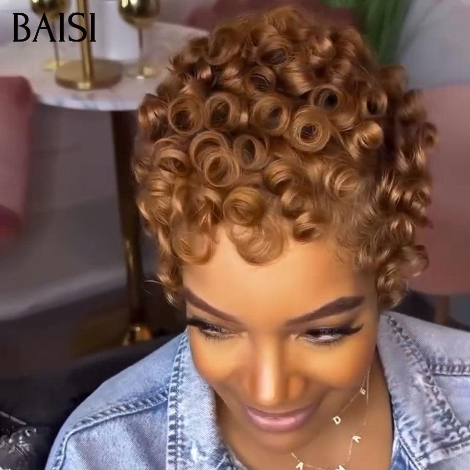 BAISI 3 Perruques coupe 79€ pixie sans colle sans lace en france ou 4 Perruques en France 595€ Réduction avec code promo en 100% vrais cheveux humains, code: VIP400