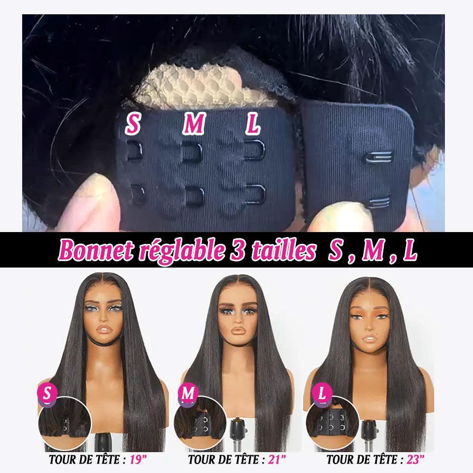 BAISI 13x6 frontale gerade vorgezupfte Perücke, kein Kleber erforderlich, in 100 % Rohhaar, Spitze bereits geschnitten B