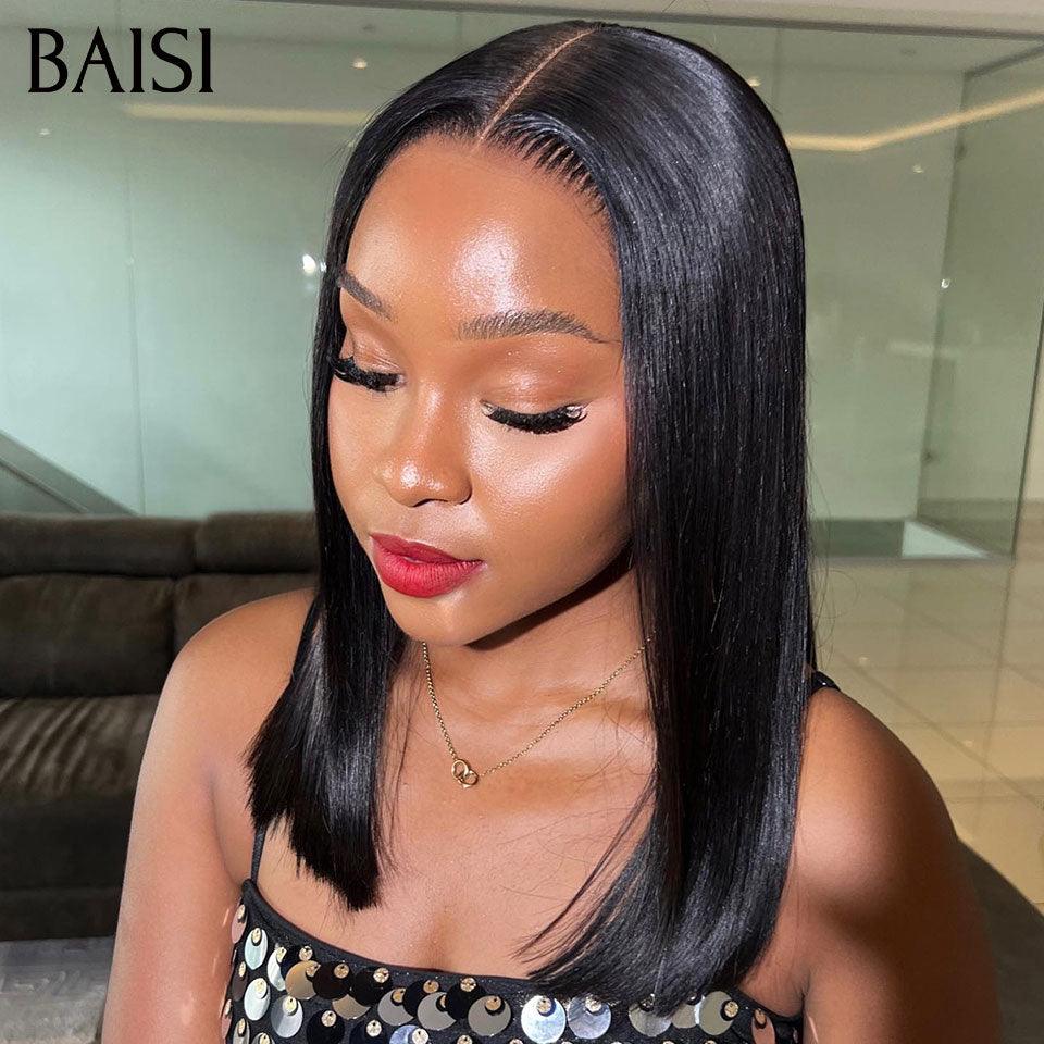 BAISI Achetez 1 + 1 Gratuite = 160€ 2X6 lace bob Lisse et sans lace curly wave ou 13X4 Perruque pixie vague En Couleur Marron 69€ en 100% Cheveux Humains D