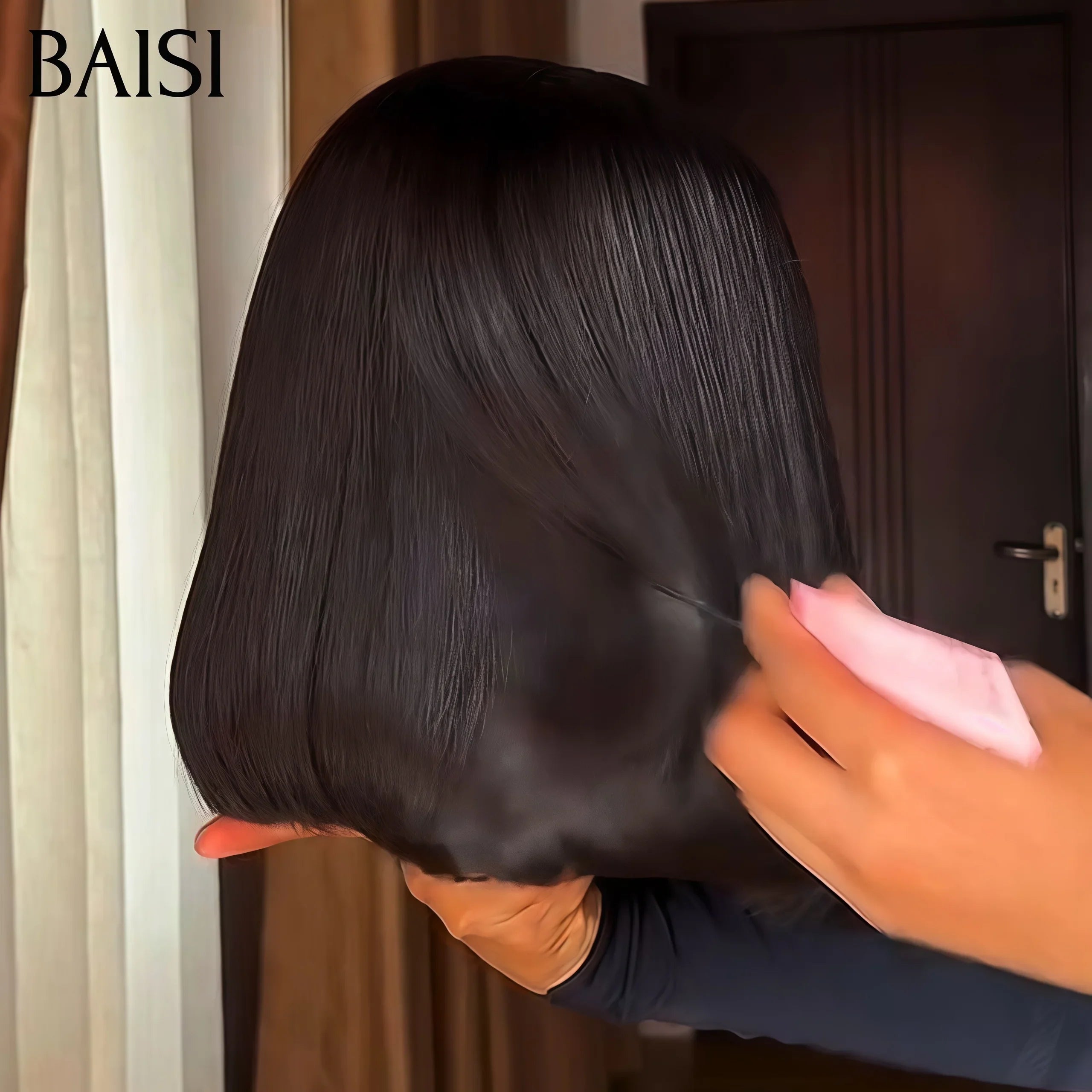 BAISI Perruques 2X6 Lace  de Luxe 100% Viêtnam Hair Perruque BOB Noir Lisse Vietnam Hair plus de 20 ans d' utilisations