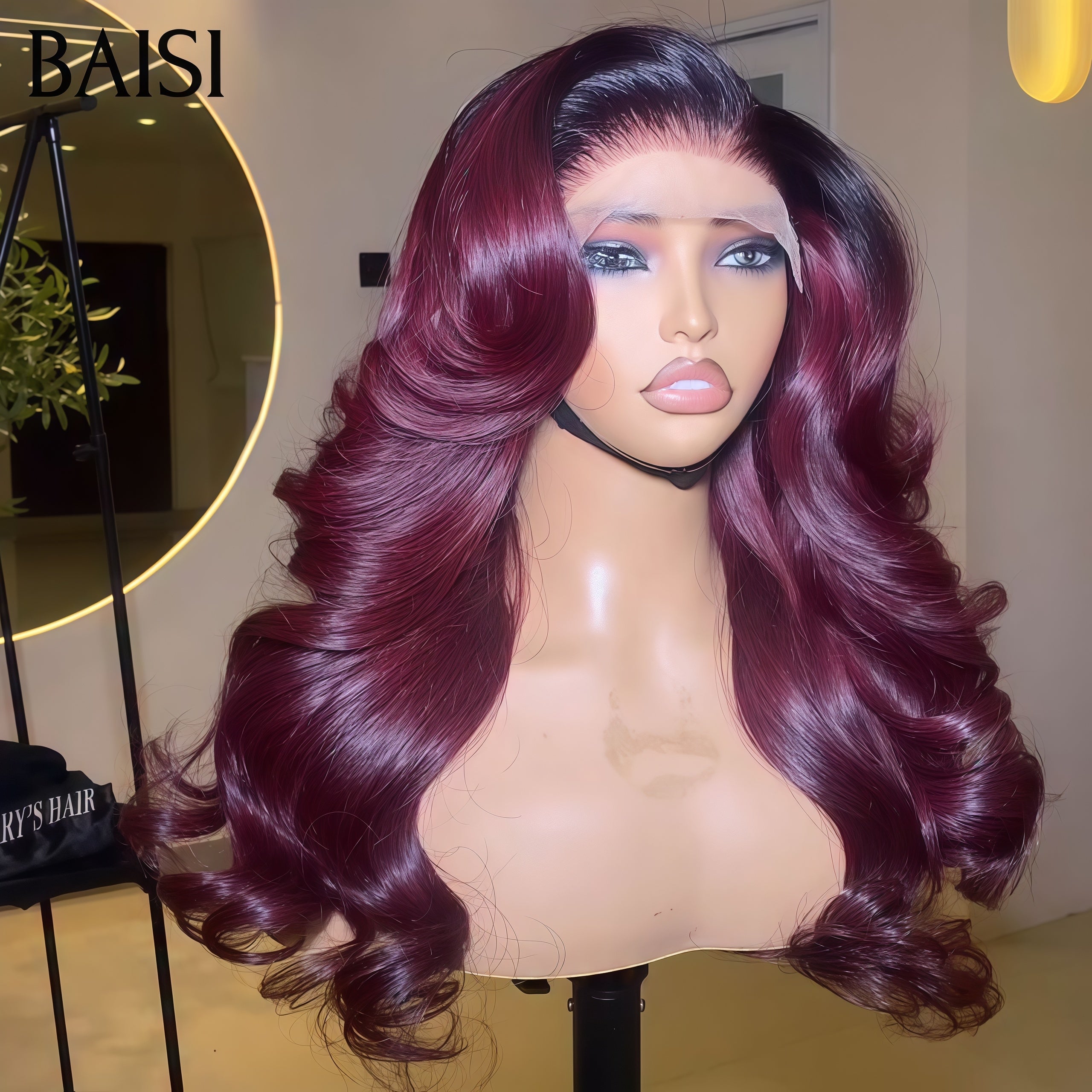Parrucca BAISI Body Wave + Regalo 138€ in colore Bordeaux a metà prezzo in capelli veri al 100%.