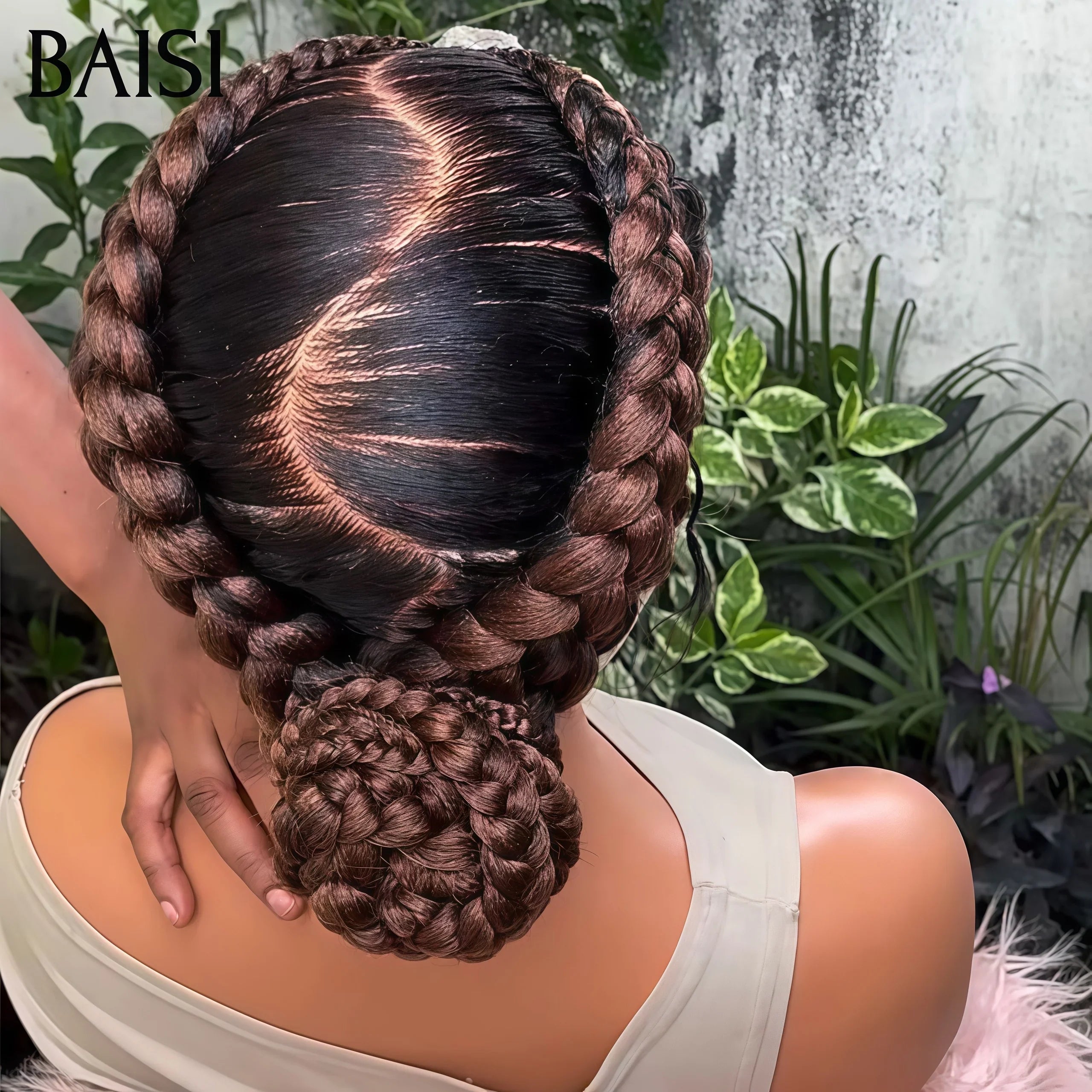 BAISI Perruque Full Lace 169€ 100% Cheveux Naturels perruque Petite natte NOIR Mixte Marron Coiffure Chignion 100% Comme la video 100% cheveux humains