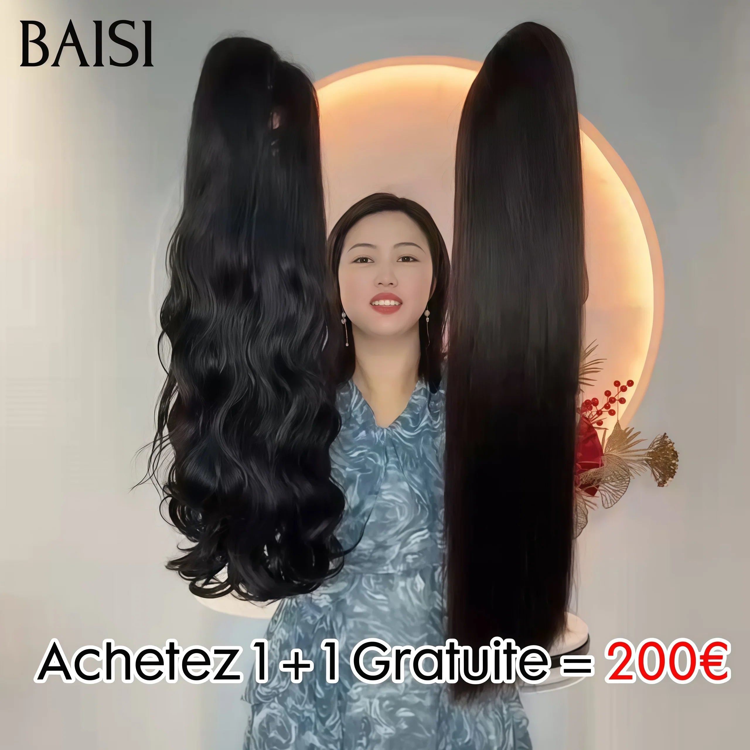 BAISI Achetez 1 + 1 Gratuite = 200€ 4x4 lace Body wave et Lisse 24Pouces ou 1 Acheté + 1 Gratuits = 192€ en 100% vrais cheveux humains  CODE: FR20