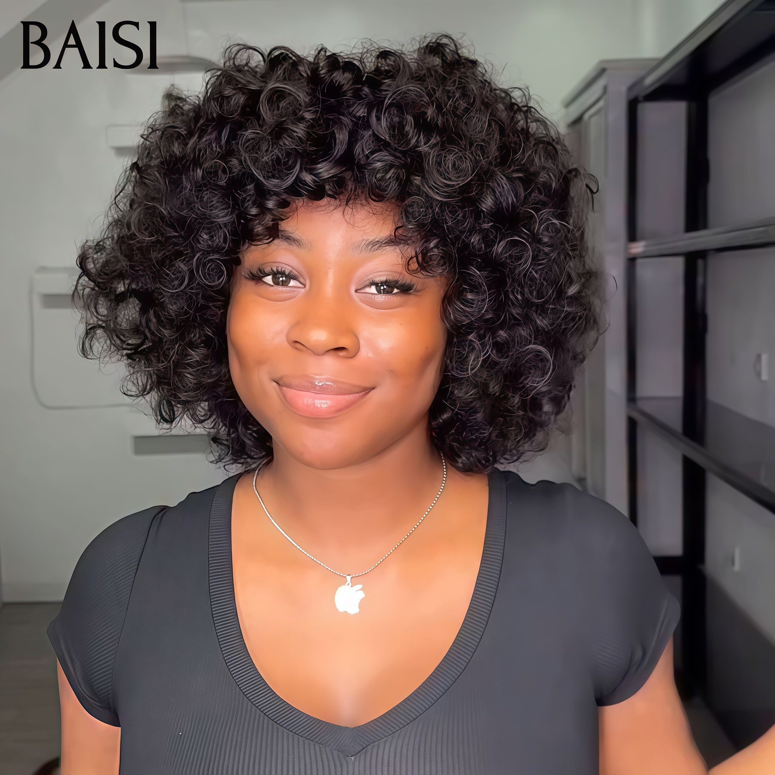 BAISI perruque Bob Egg Wave avec Frange Noir 75€ ou lisse 13X4 de luxe 32 pouces 320€ ou EGG WAVE avec frange 99J# 12 pouces ou Bob Lisse Avec Frange en couleur #1B/30 mèches en 100% cheveux humains