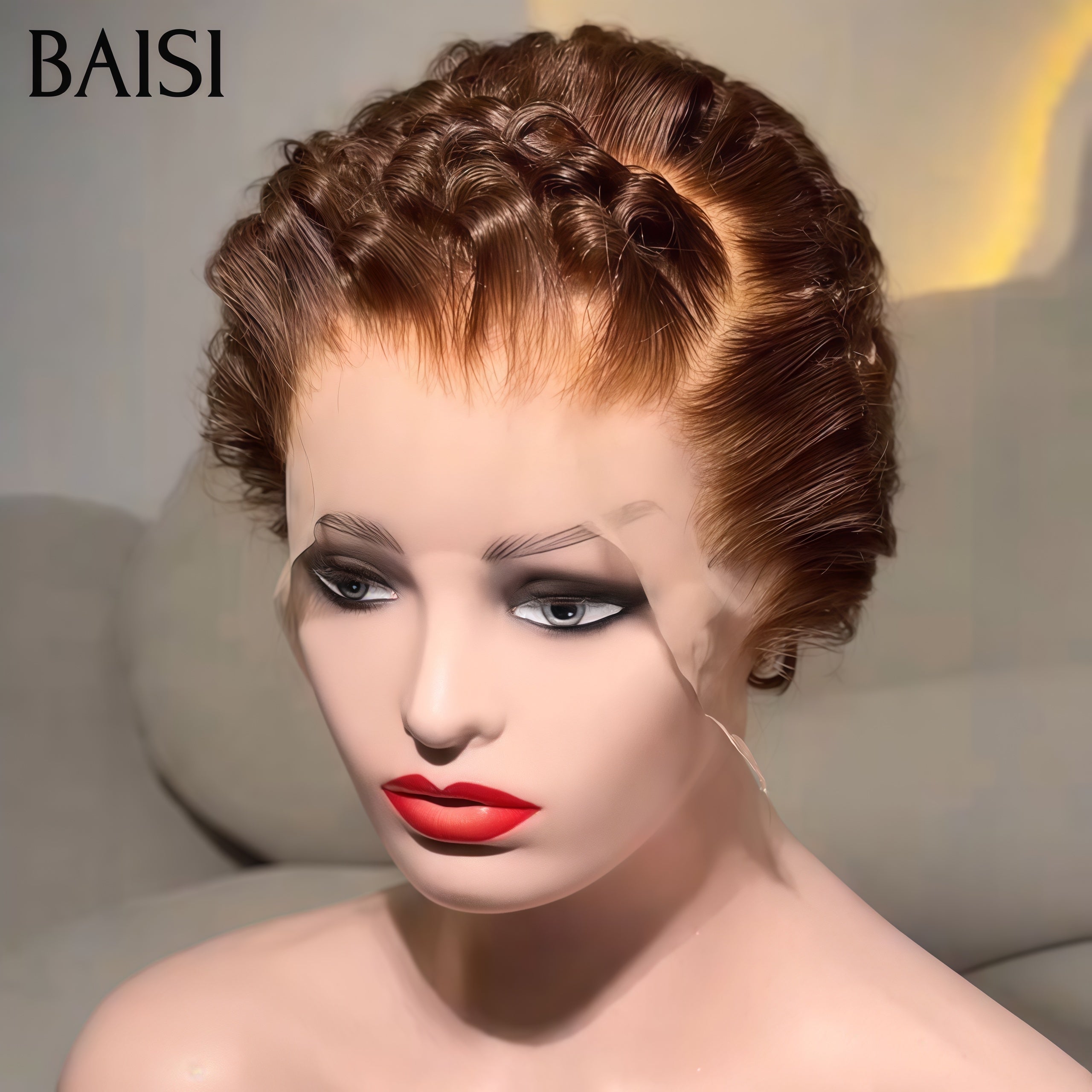 BAISI Pixie Frontale 13x4 lace tranparente 8 Pouce Prix en Promo 68€ finger wave couleurs Marron