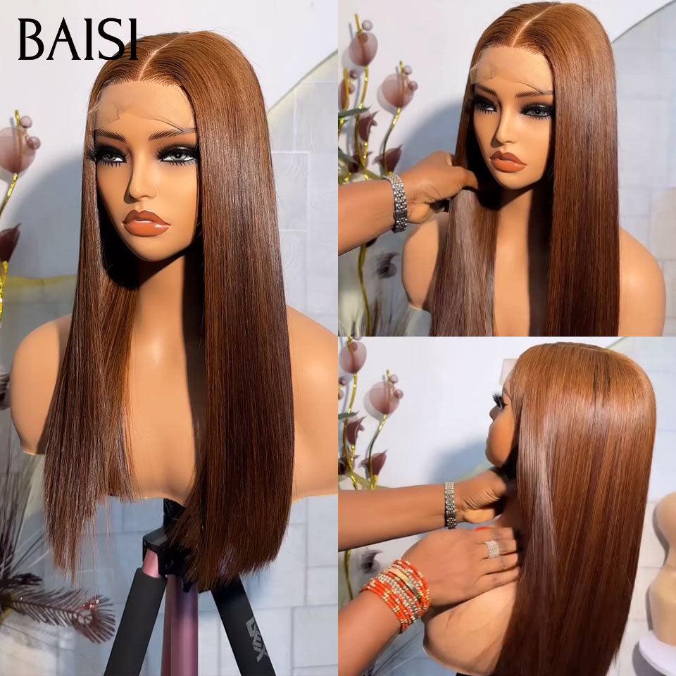 BAISI  Perruque  Bouclée Deep Wave avec Frange 12 Pouces en Couleur 4#mix27#  En 100% Vrais Cheveux Humais  106€ ou 2X6 Lisse Marron 16P 169€ Code : BS120