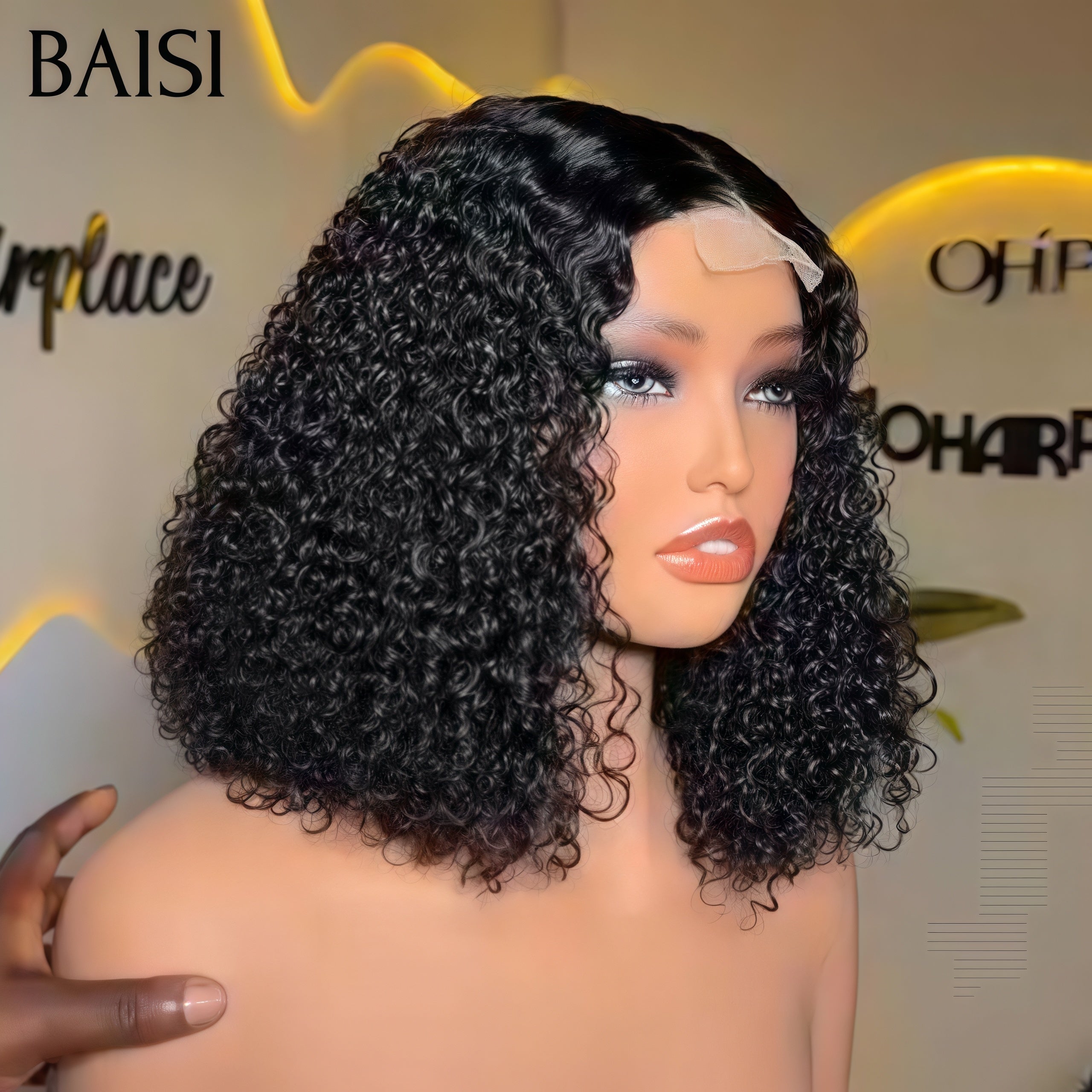 BAISI 4X4 Closure Perruque  Lisse Bouclée Frisée water wave 250% Densité en 100% Cheveux humains