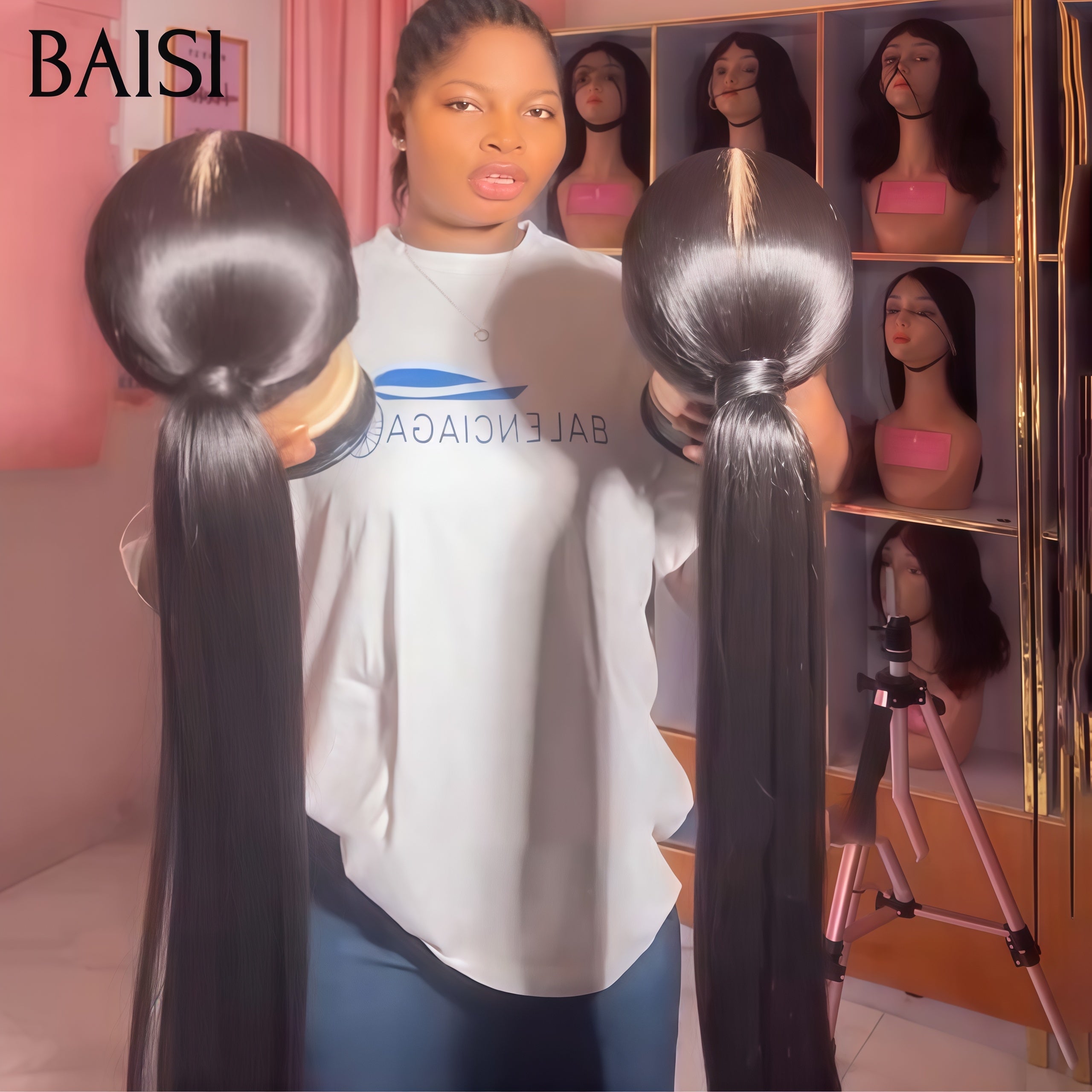 Peluca de encaje frontal BAISI 12A 13x4 lisa y recta en cabello 100% humano