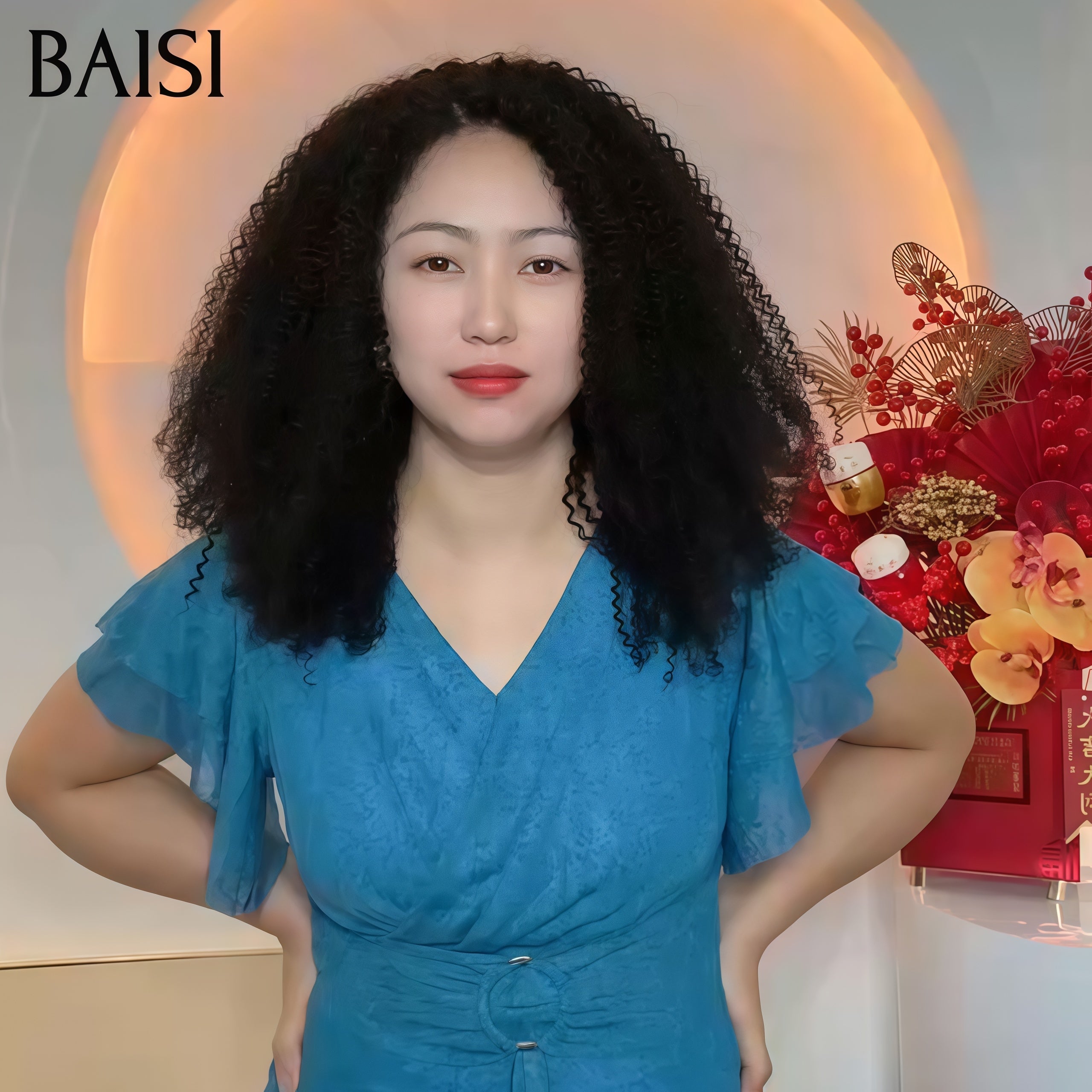 BAISI 13x4 Lace Frontale Perruque noir curly wave 20 Pouces 100€ Moitié Prix 100% Cheveux Humains