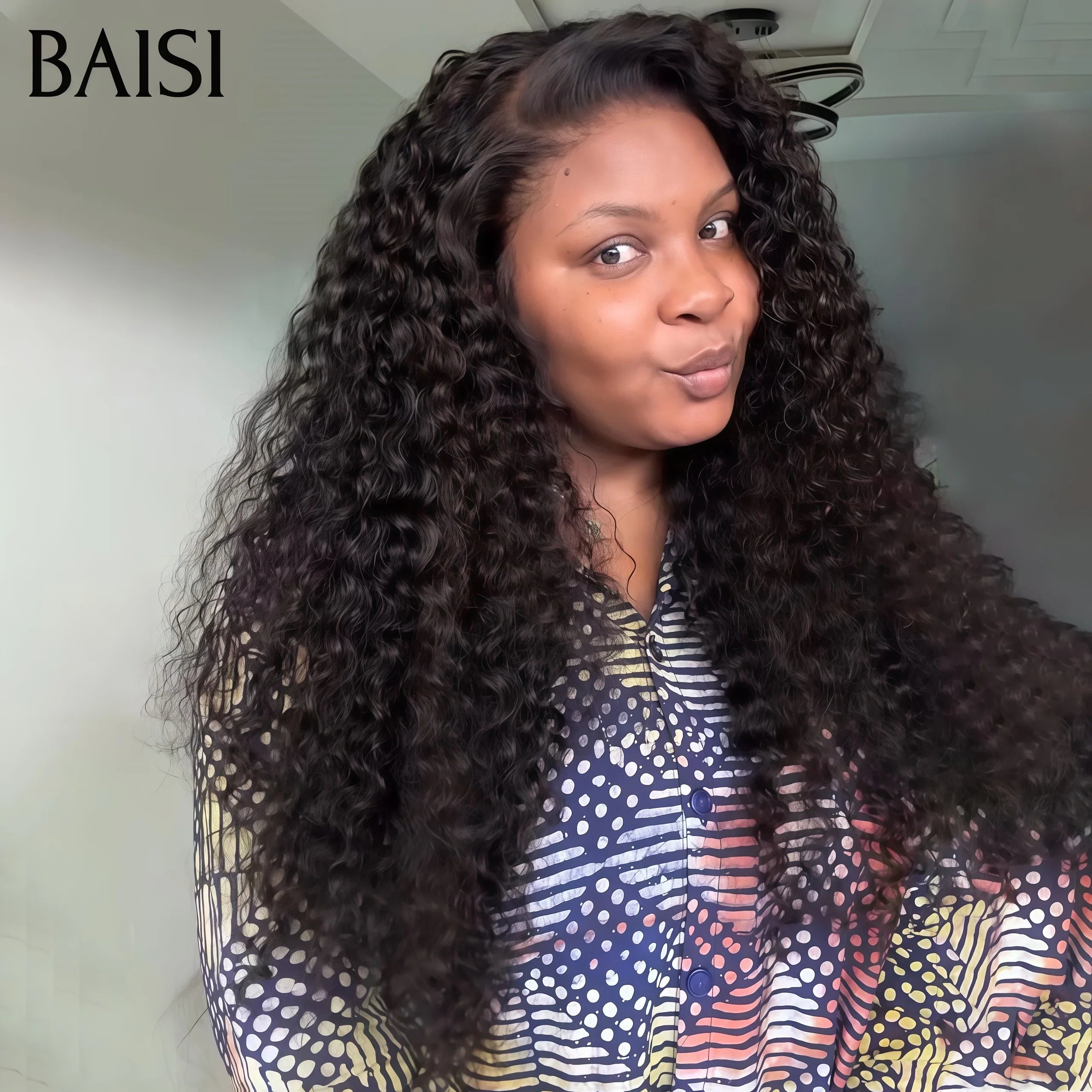 BAISI Achetez 2 perruques minimum au prix d'usine fournisseur 13X4 frontal perruque deep wave 20 Pouces 89€ ou bob BOUCLES en couleur blonde Mix gris ou Bordeaux en 100% vrais cheveux humains (Pas Besoin De Code)