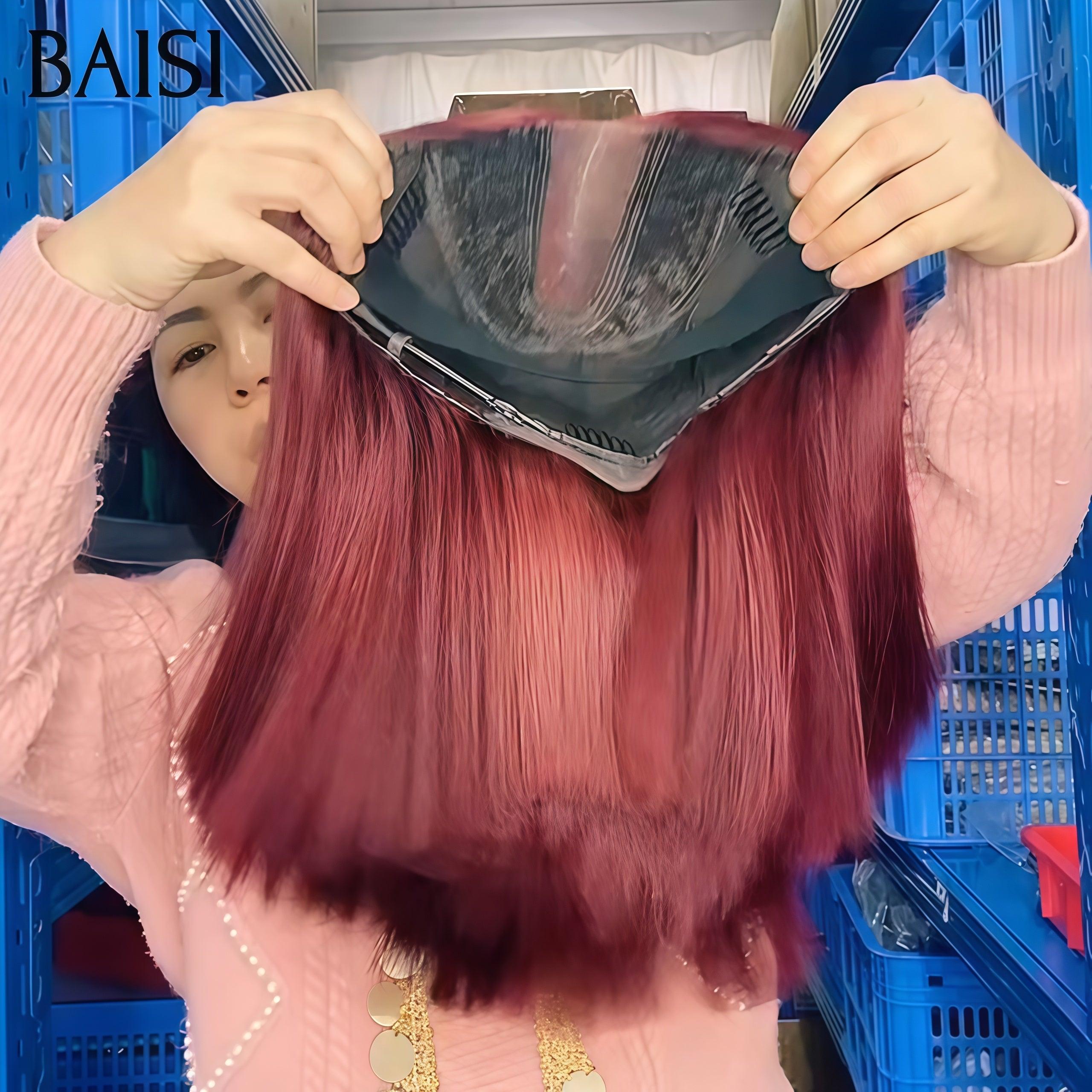 BAISI Luxury Straight Bob 2x6 Lace Wig 100% Vietname Hair in color #4/Grey SDD BONE STRAIGHT In 100% Real Human Hair