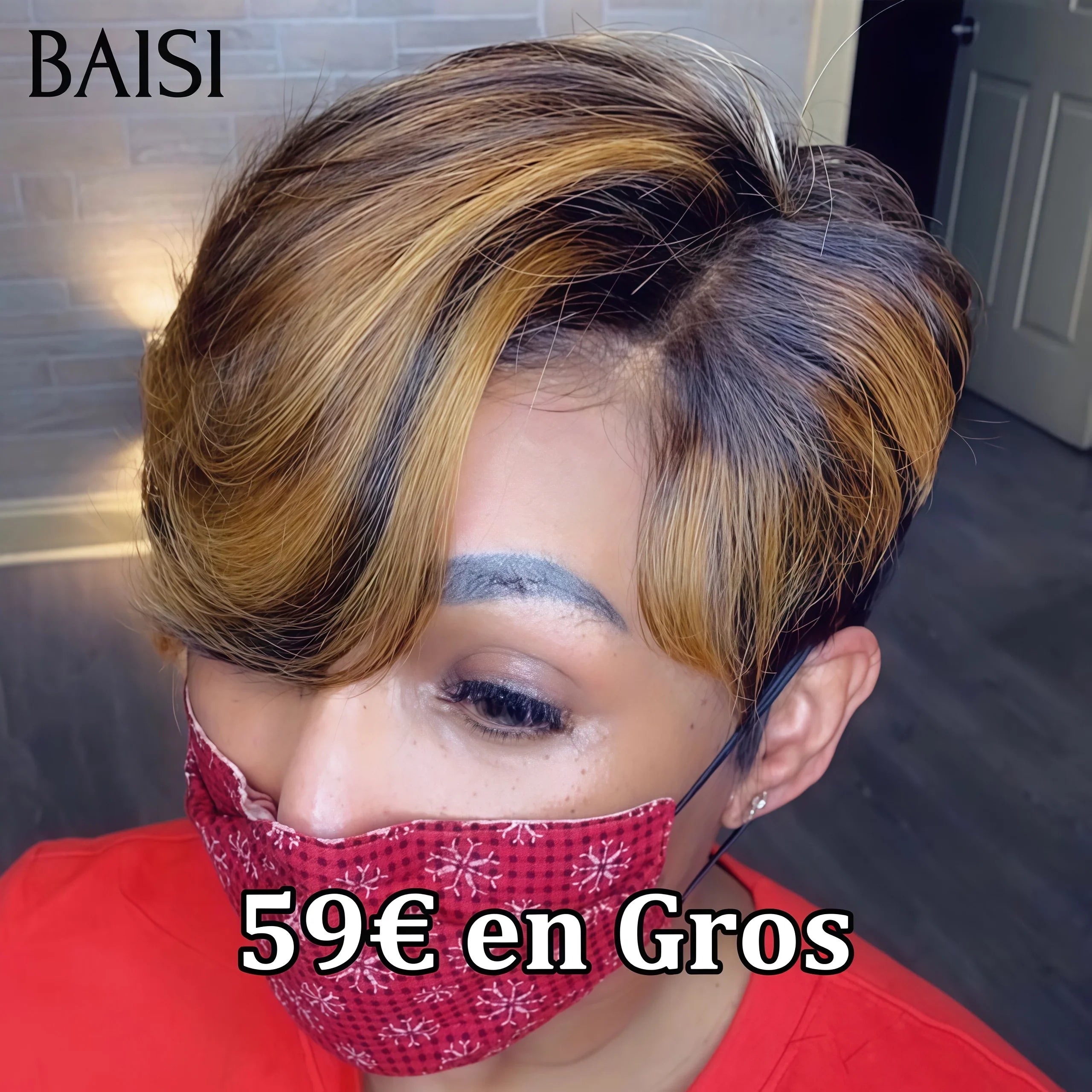 BAISI Achetez 2 perruques minimum au prix d'usine fournisseur perruque 13X4 lisse bob 8 pouces mixte Coupe Pixie Lisse 2 Couleurs personnalisées 1B4#30# Mixte ou Marron 1B4#  100% Vrais Cheveux Humains  (Pas Besoins De Code)