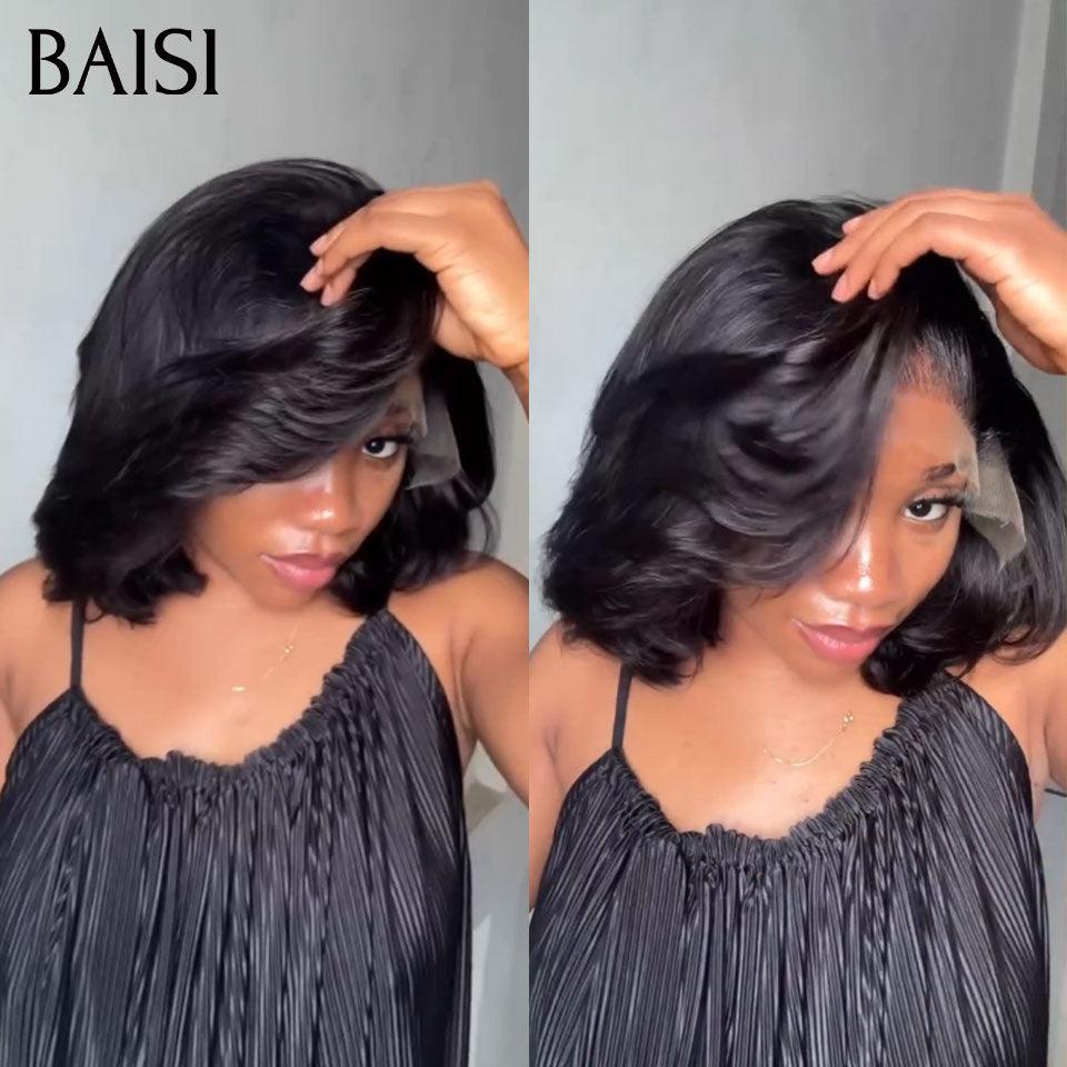 BAISI 13X4 Perruques 12 pouces 4#Mix30# ou NOIR coupe personnalisée boucles voluminieux 300% densité plus de 20 ans d' utilisations CODE BS120