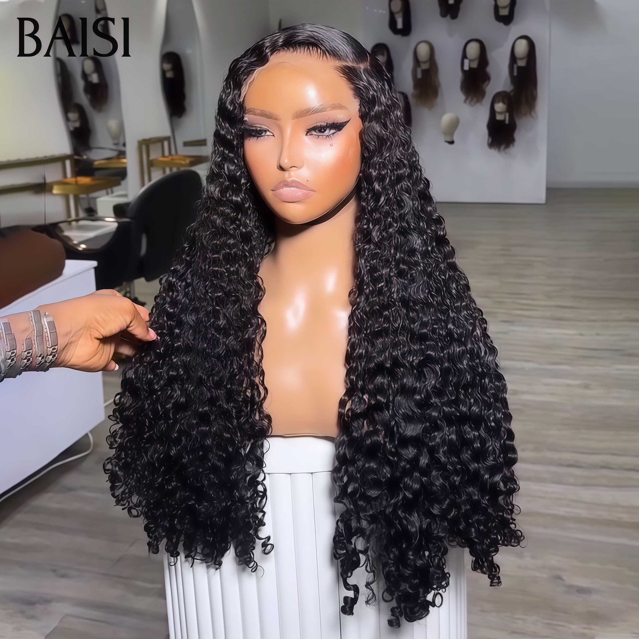 BAISI coloreó la onda natural de la peluca de encargo del frente del cordón de la peluca 1B/99J# Borgoña/el cabello humano de la onda suelta