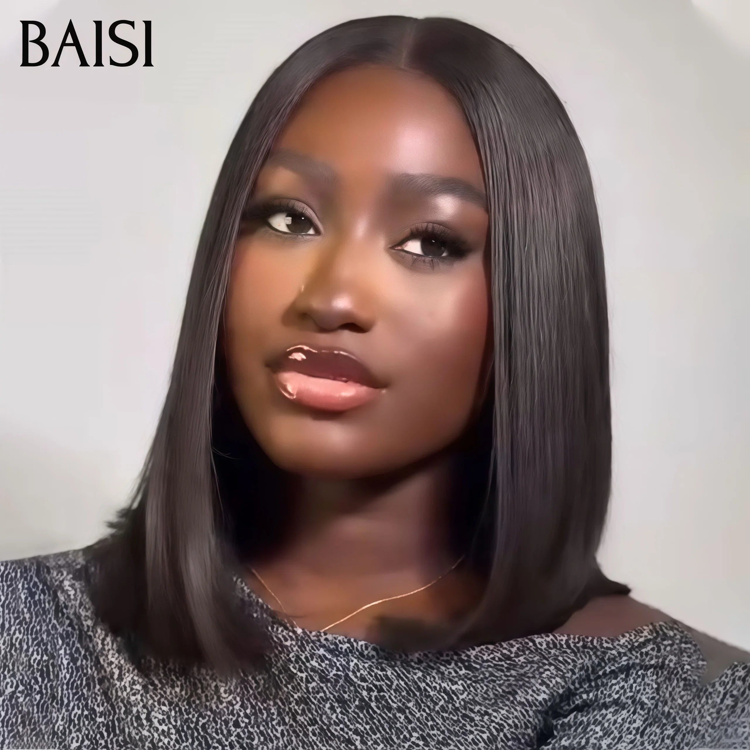 BAISI PROMOTION 76.99€ Perruque 4X4 lace Bob 10 Pouces Lisse NOIR Moitié Prix en 100% Cheveux Humains MP50