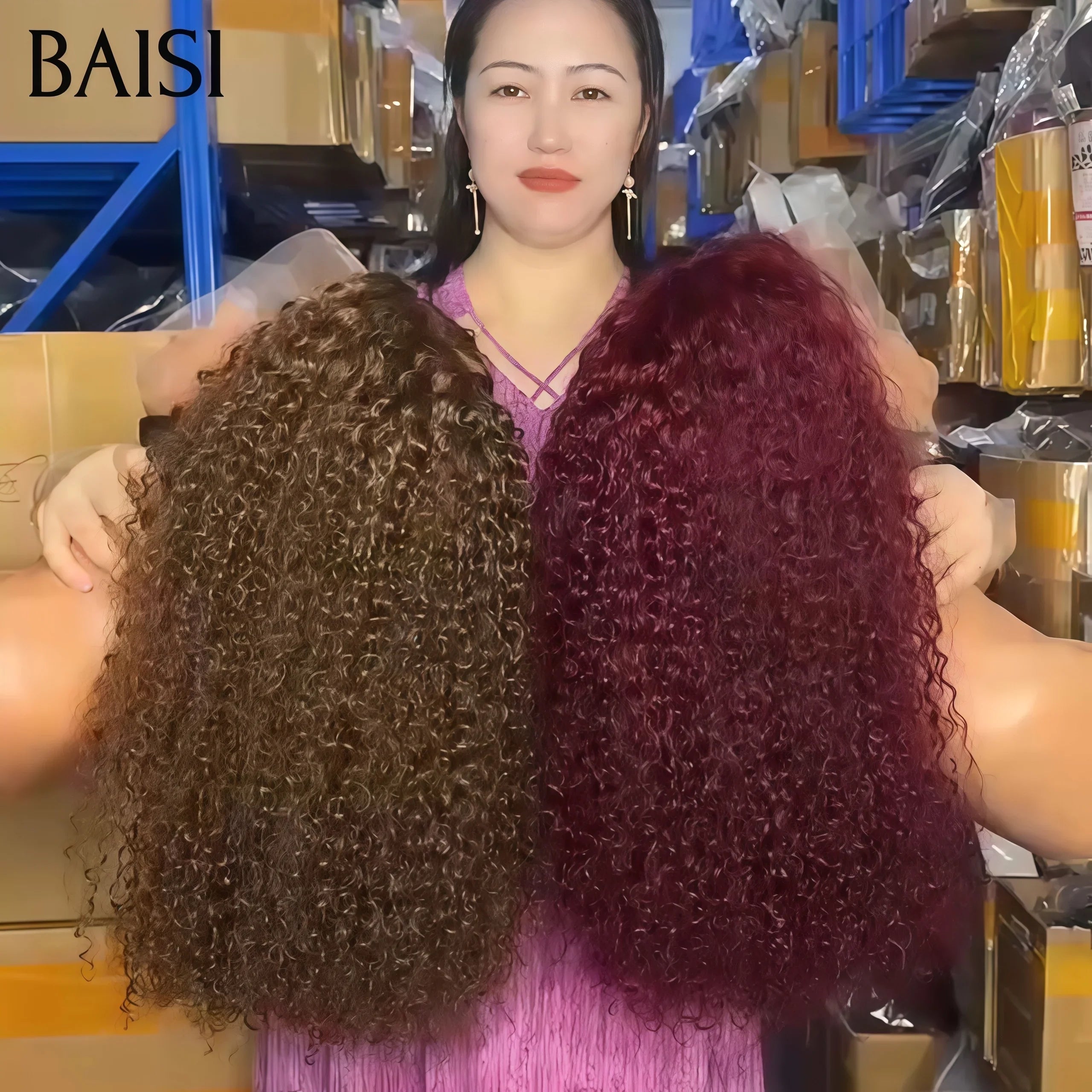 BAISI 2 perruques 300€ 13X4 lace 20 Pouces 2 couleurs ou 2 Achetées + 2 Gratuites = 430€ Moitié Prix en 100% vrais cheveux humains MP50