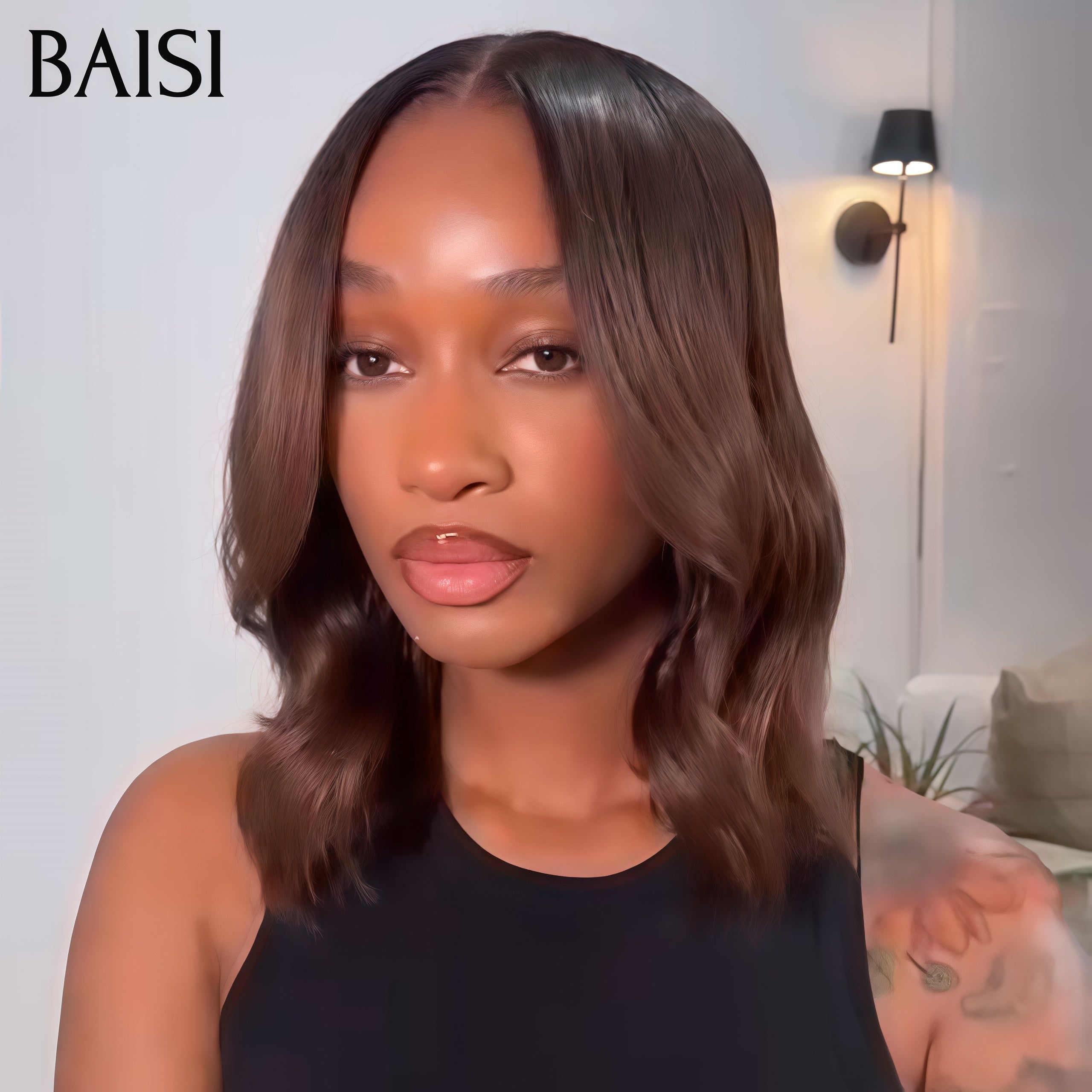 BAISI 13x4 lace frontal 10 Pollice Marrone 79€ o Parrucca liscia 1B Verde In 100% Capelli Umani