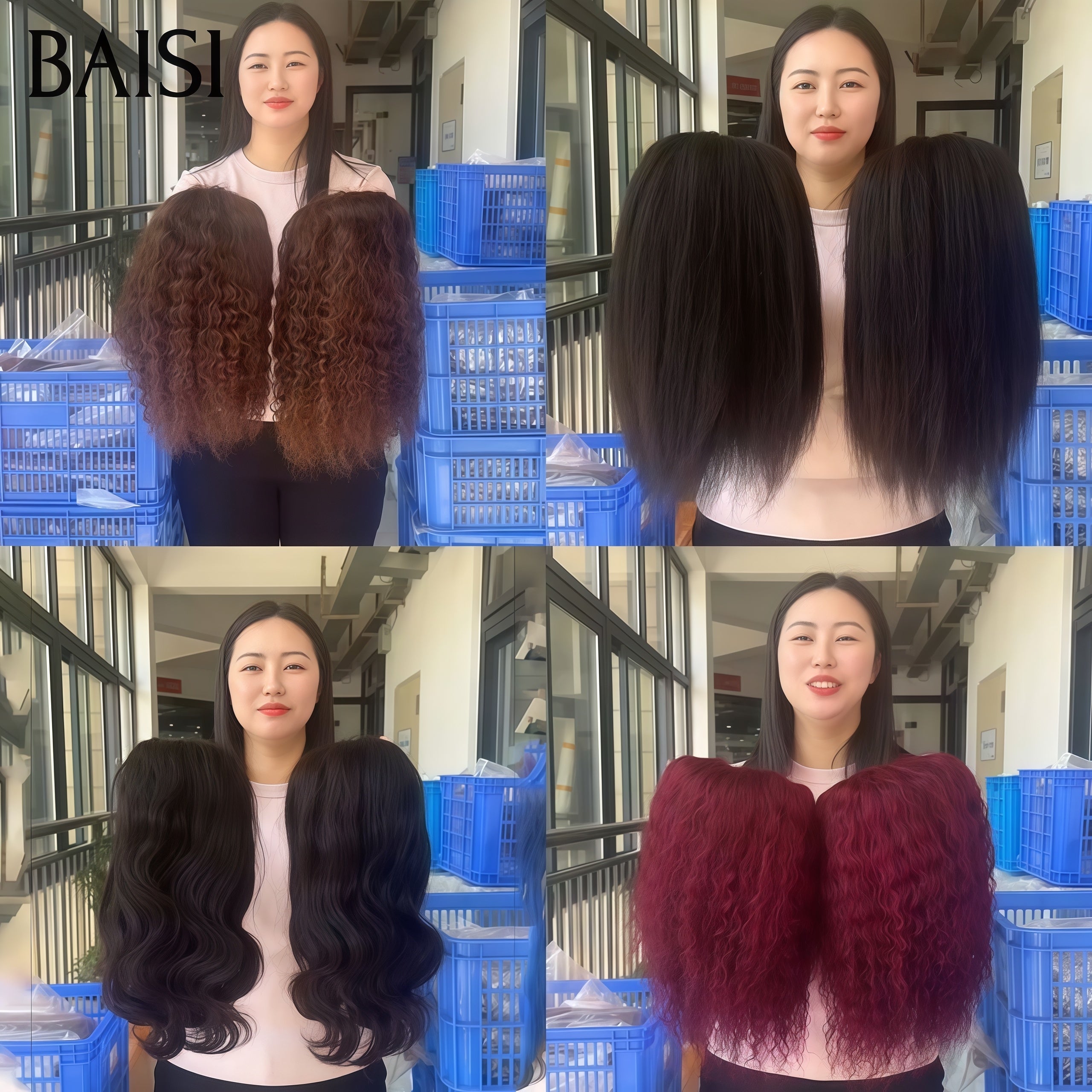 BAISI PROMO BLACK FRIDAY 4 perruques 169€ 13x4 lace frontal curly wave et Body wave et kinky straight 14 Pouces BOB en 3 couleurs Marron et NOIR et Bordeaux en 100% Cheveux Humains