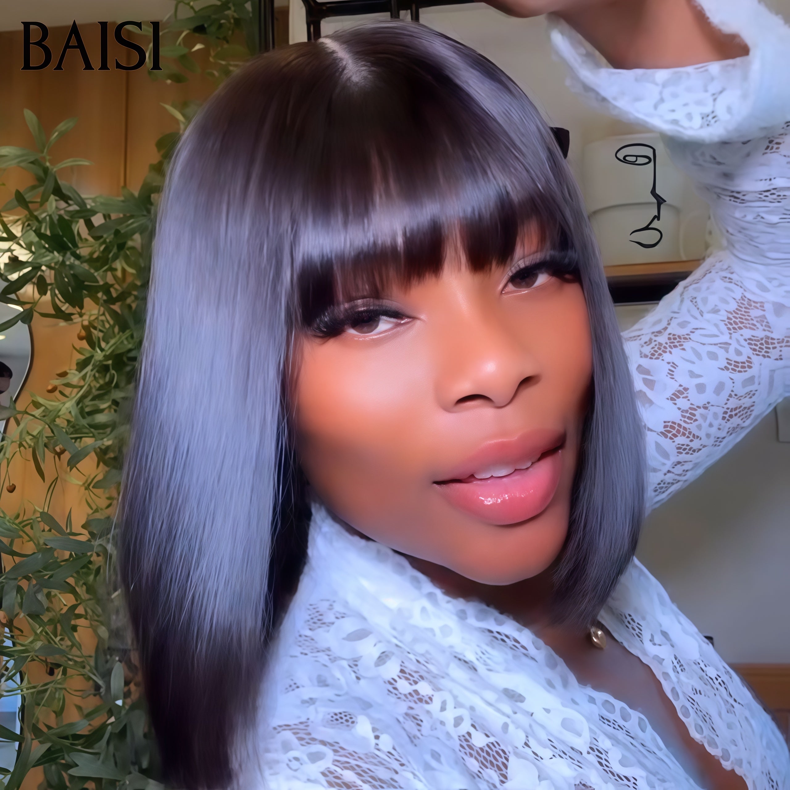 BAISI PERRUQUE sans Colle  Lisse avec Frange 18 Pouces 99 € ou SDD BONE Straight Vietnam hair Bob 10 pouce 79€ NOIR ou Lisse Marron #4 FRANGE 10 et 18 POUCE FABRIQUÉ À LA MACHINE