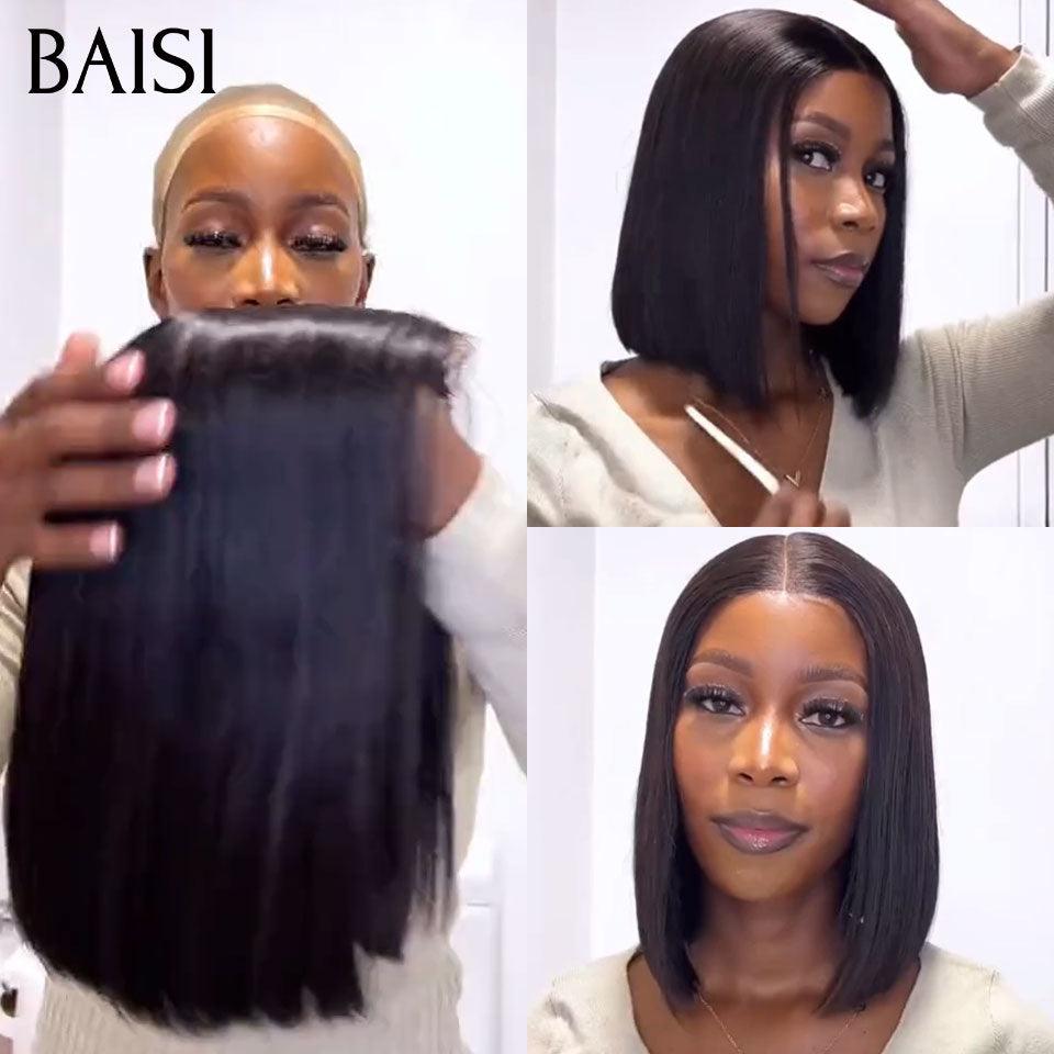 BAISI Grand SALE MwSt. 0€ 86€ SDD BONE Glatt 300 % Dichte 100 % Vietnamesisches Haar 2x6 Spitzenverschluss Gerade Perücke aus 100 % Echthaar Vietnamesisches Haar FR38