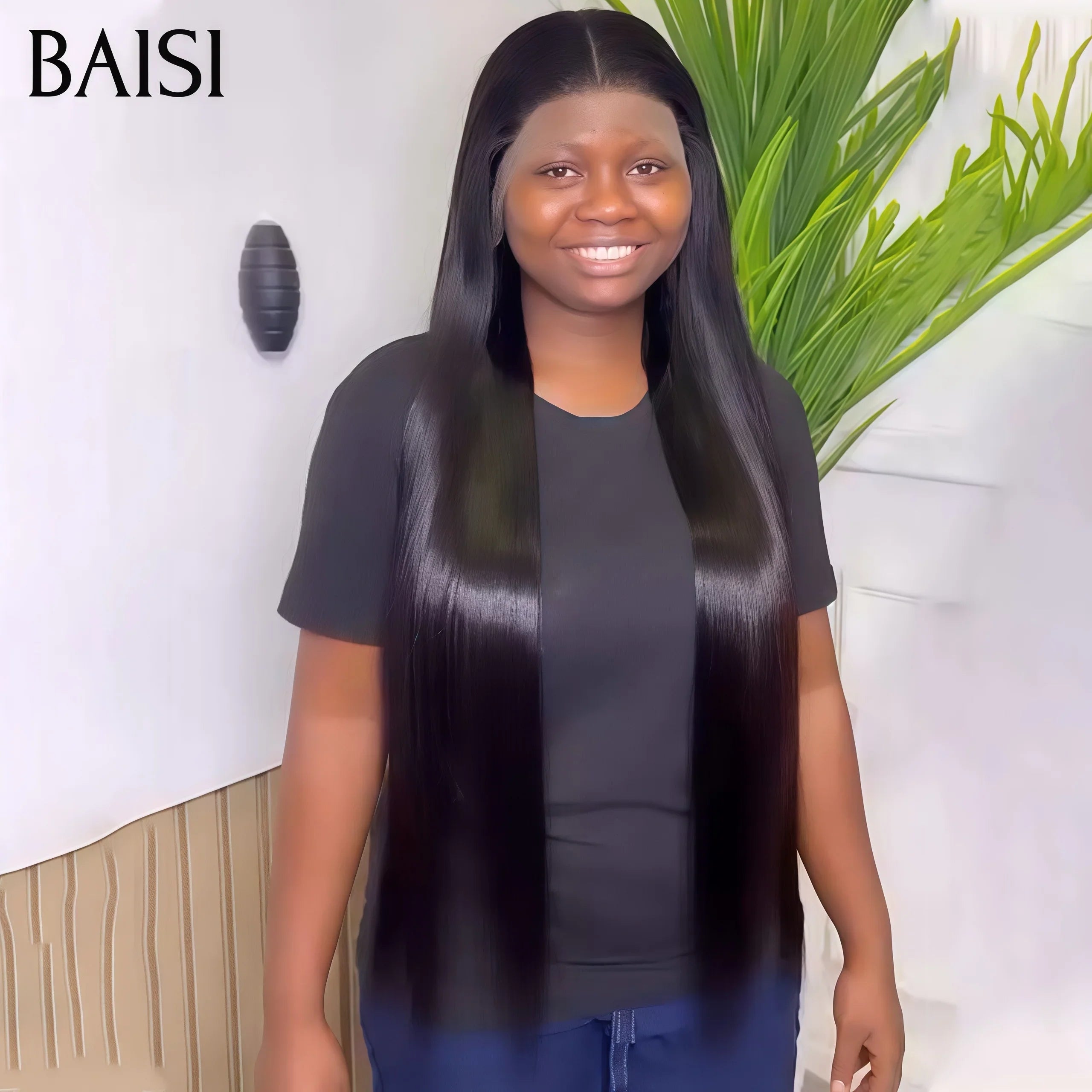 BAISI Acquista almeno 2 parrucche al prezzo di fabbrica fornitore 13X4 lace frontal parrucca liscia 28 Pollici 159€ o 4x4 Parrucca Quadrata Liscia Rosso Bordeaux #1B#99J Pre-plucked Non serve colla in 100% Capelli Grezzi (Non serve codice)