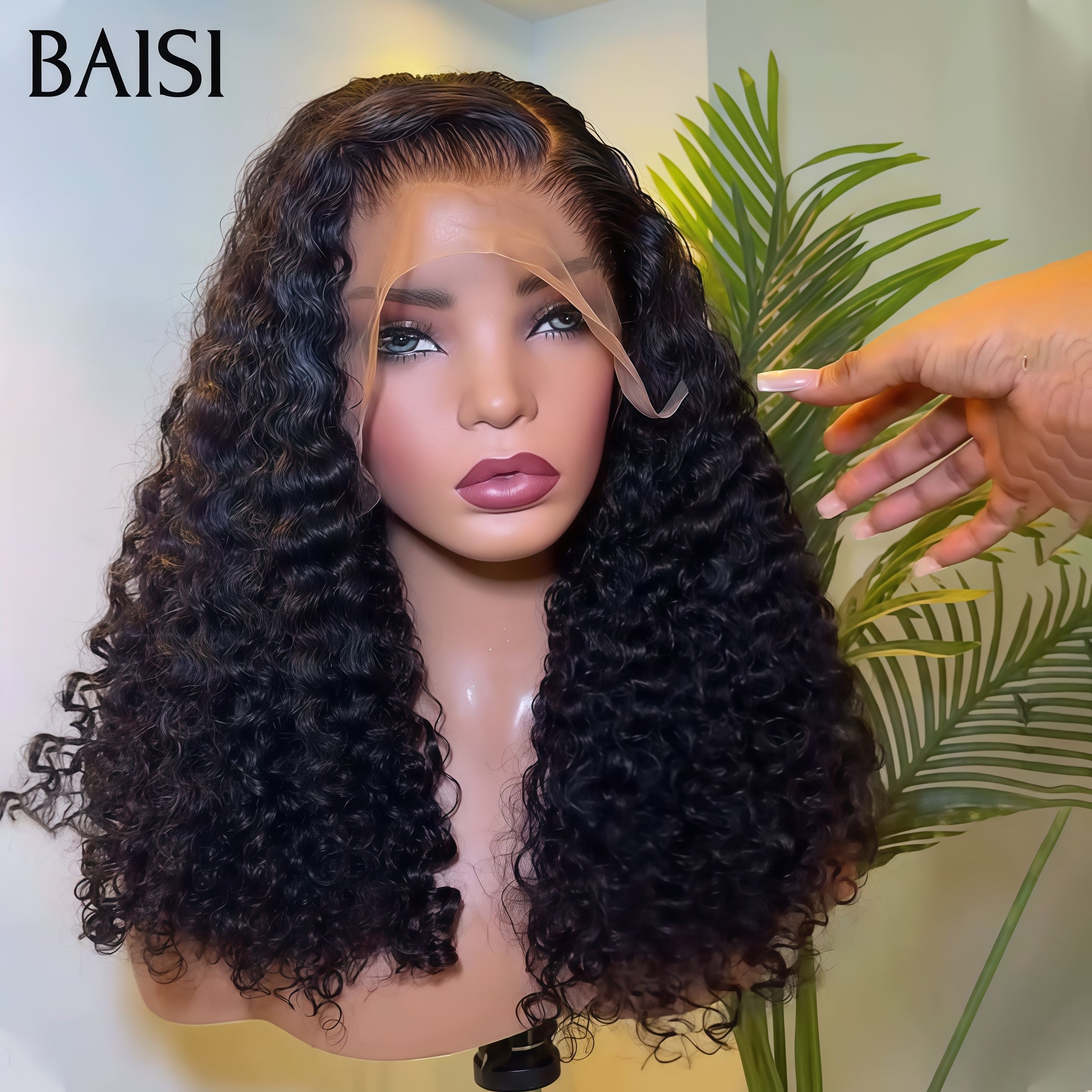 BAISI perruque lace frontal curly Bob 14 Pouces 79€ ou 300% Volume grande lace Frontale perruque Curly 20 pouces en 100% cheveux humains