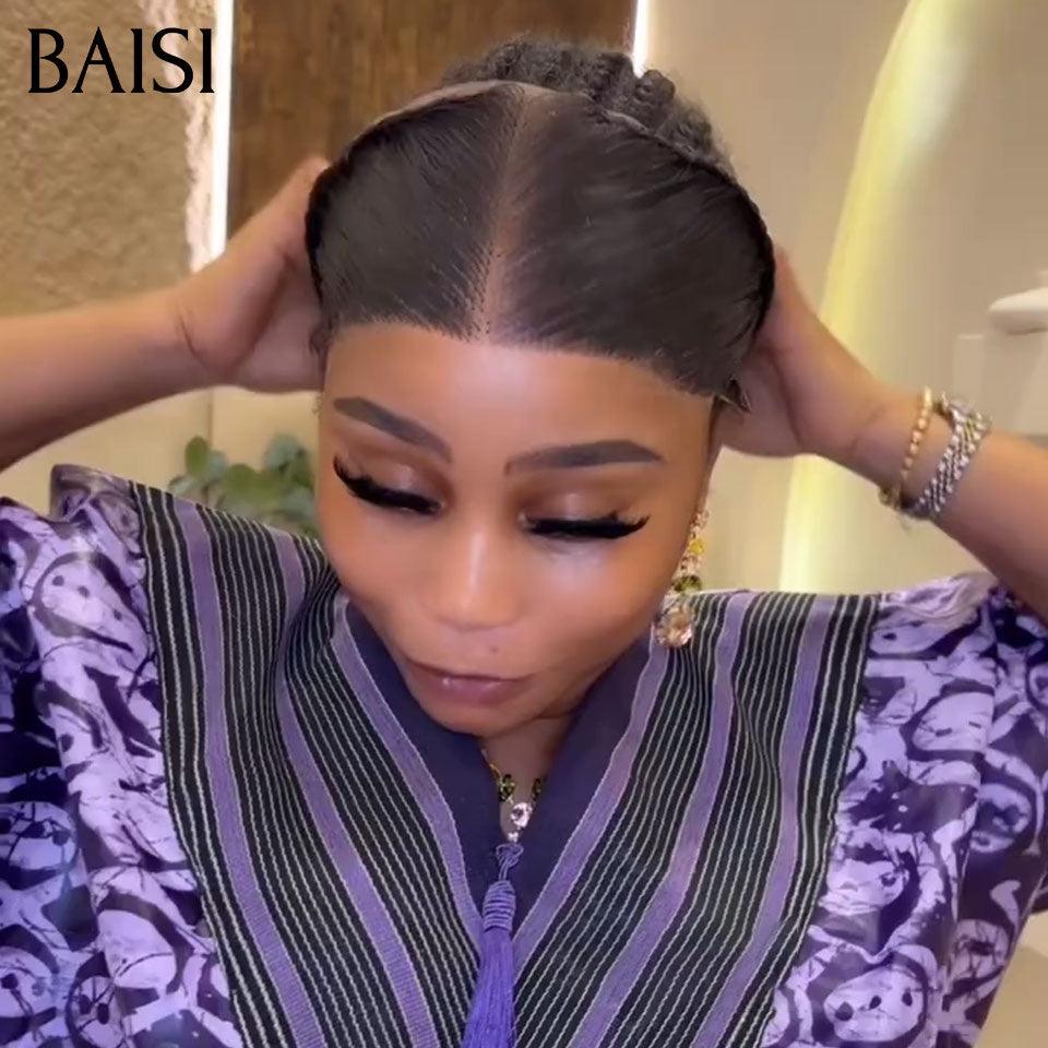BAISI Grande lace frontale avec natte prête à porter sans colle simple et efficace résultat beau et naturel BS65