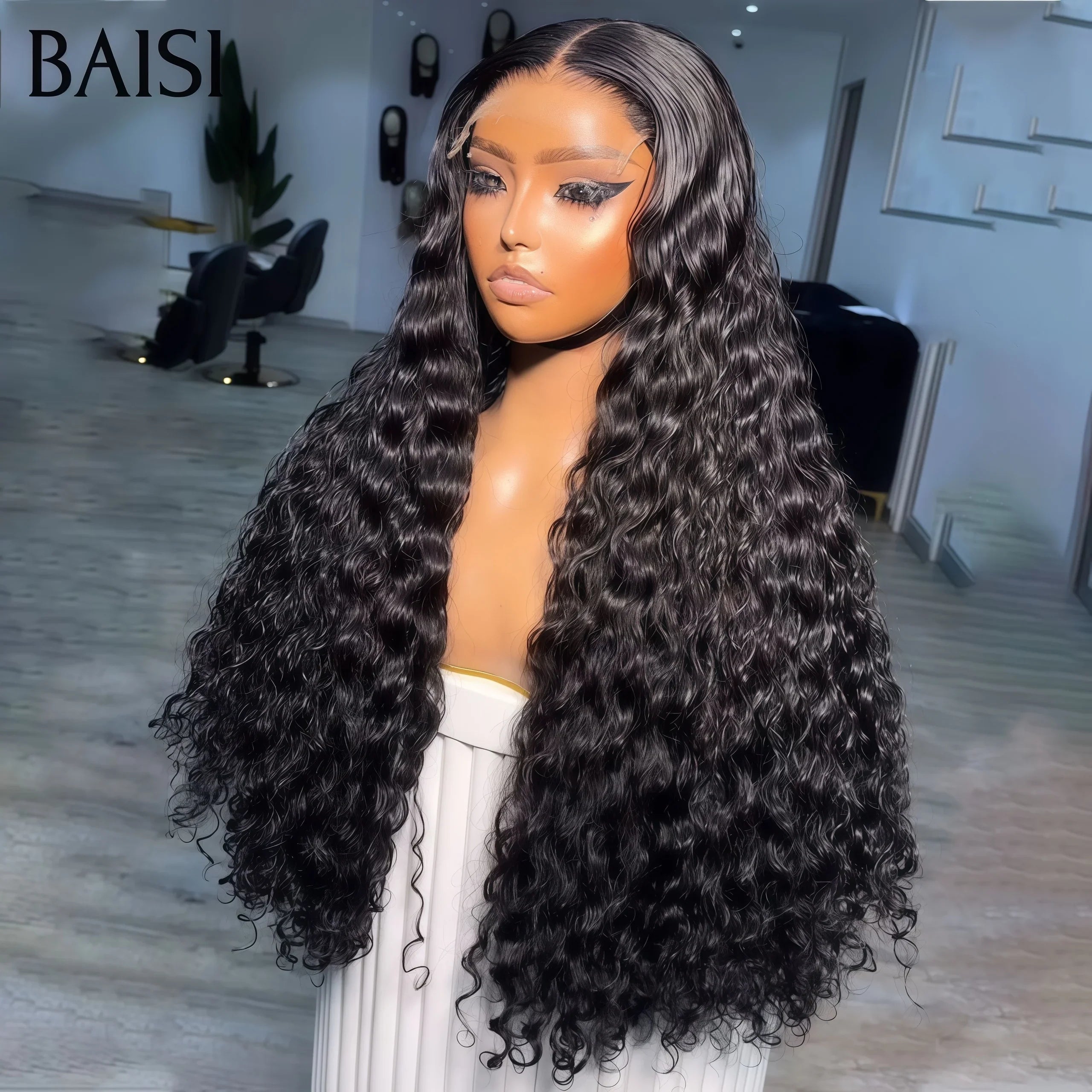 BAISI Achetez 2 perruques minimum au prix d'usine fournisseur 13X4 lace frontal perruque curly wave 24 Pouces 129€ ou en France TVA 0€ 48H arrivé T PART LACE PERRUQUE Afro Curl AVEC LE RAIE DE COTÉ